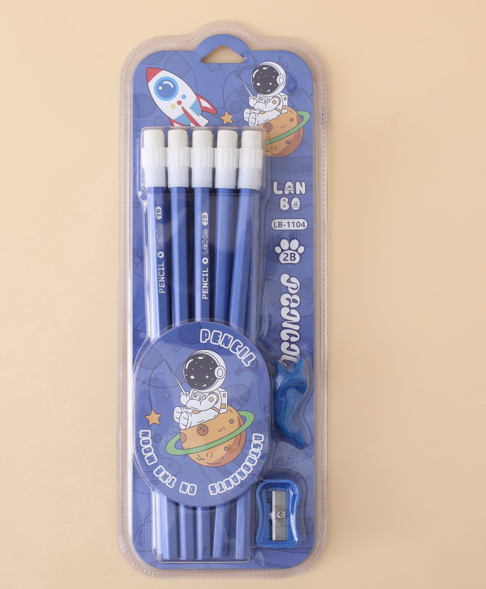 fab n funky Baby Astronaut Pencil with Eraser Tip Set -10pcs - Dark Blue| 1 Sharpener, 1 Pencil Grip| Perfect for School & Gifting for Boys & Girls-picture-11