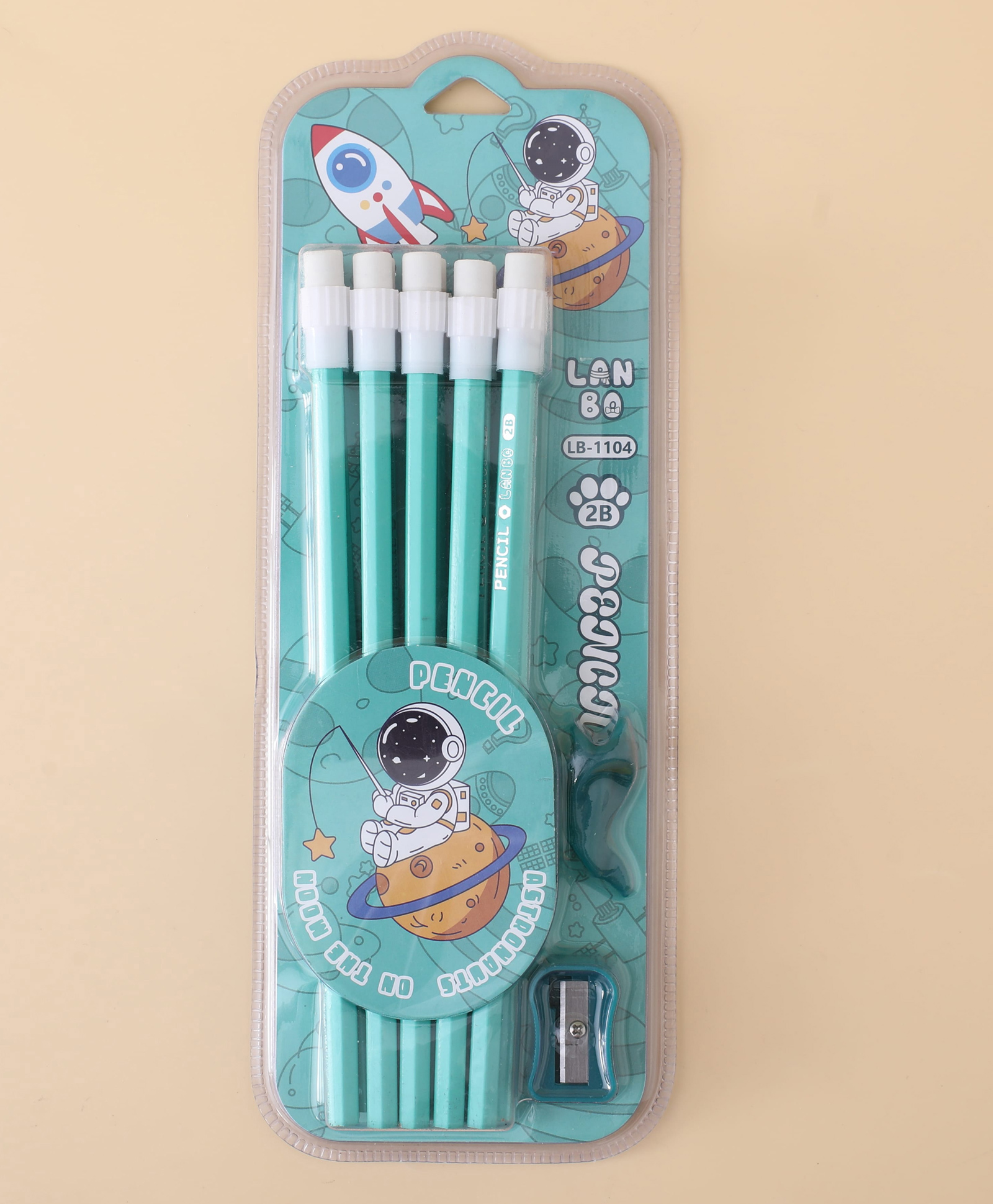 fab n funky Baby Astronaut Pencil with Eraser Tip Set -10pcs - Light Blue| 1 Sharpener, 1 Pencil Grip| Perfect for School & Gifting for Boys & Girls-picture-27
