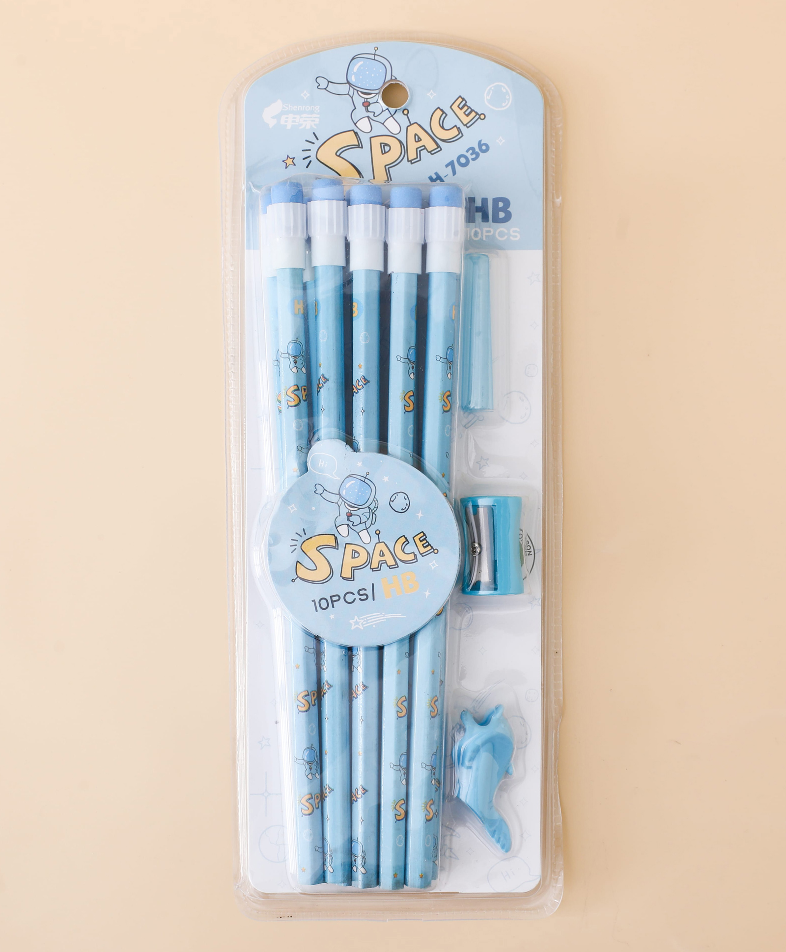 Space Pencil Set -10pcs With 1 Sharpener, 1 Pencil Grip & 1 Pencil Cap - Blue| Fun Packaging| Perfect for School & Gifting for Boys & Girls-image-13