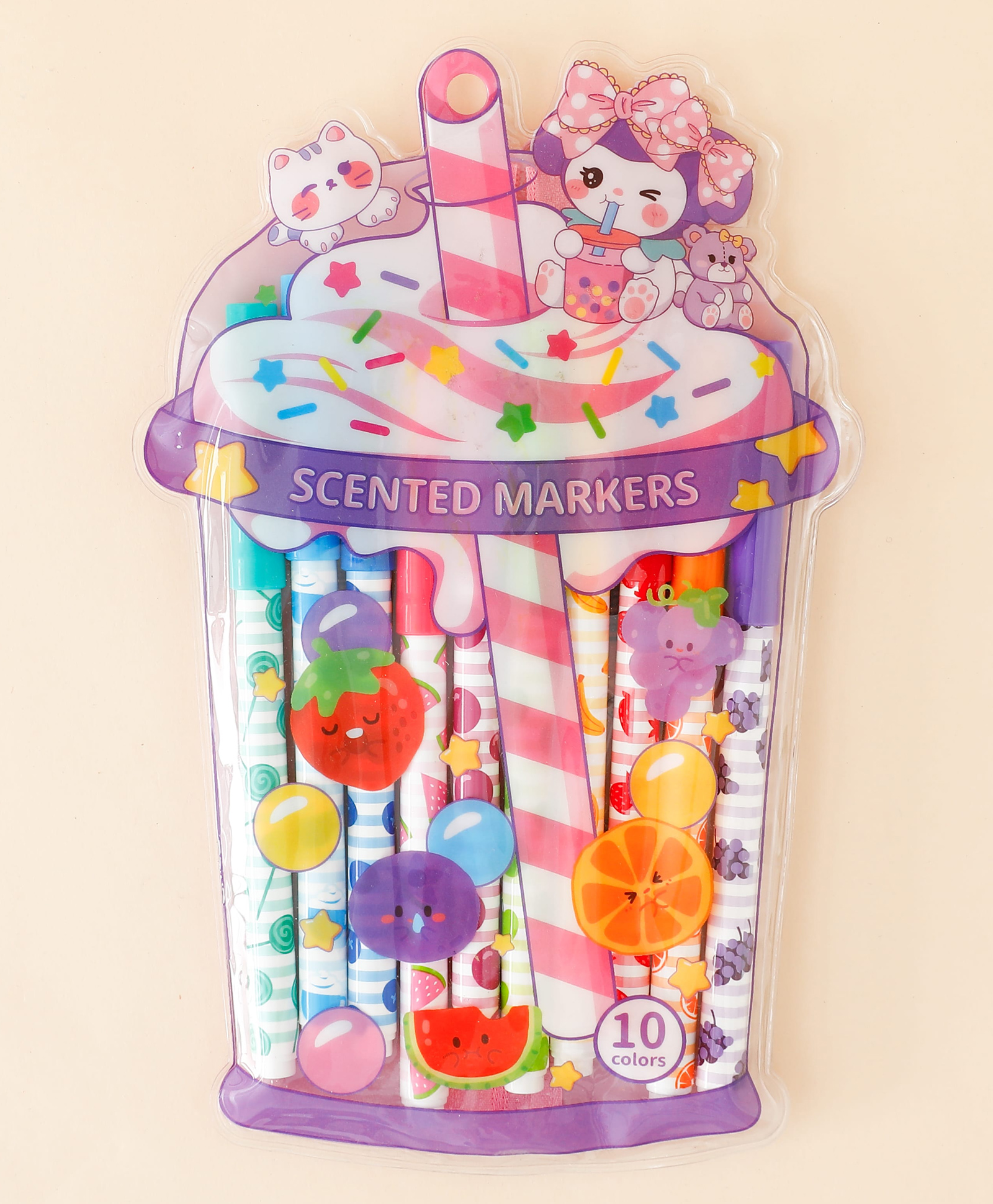 Scented Markers Set 10 Vibrant Colors| Fruity Aroma Sketch Pens for Kids, Drawing, Coloring & School Use-image-39