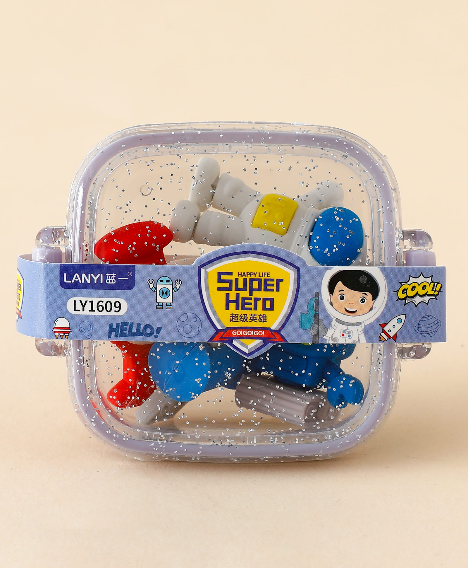 fab n funky Space Themed Eraser Set-Multicolor| Smudge Free Erasing| Easy Grip| 4pieces with Storage Box-picture-17