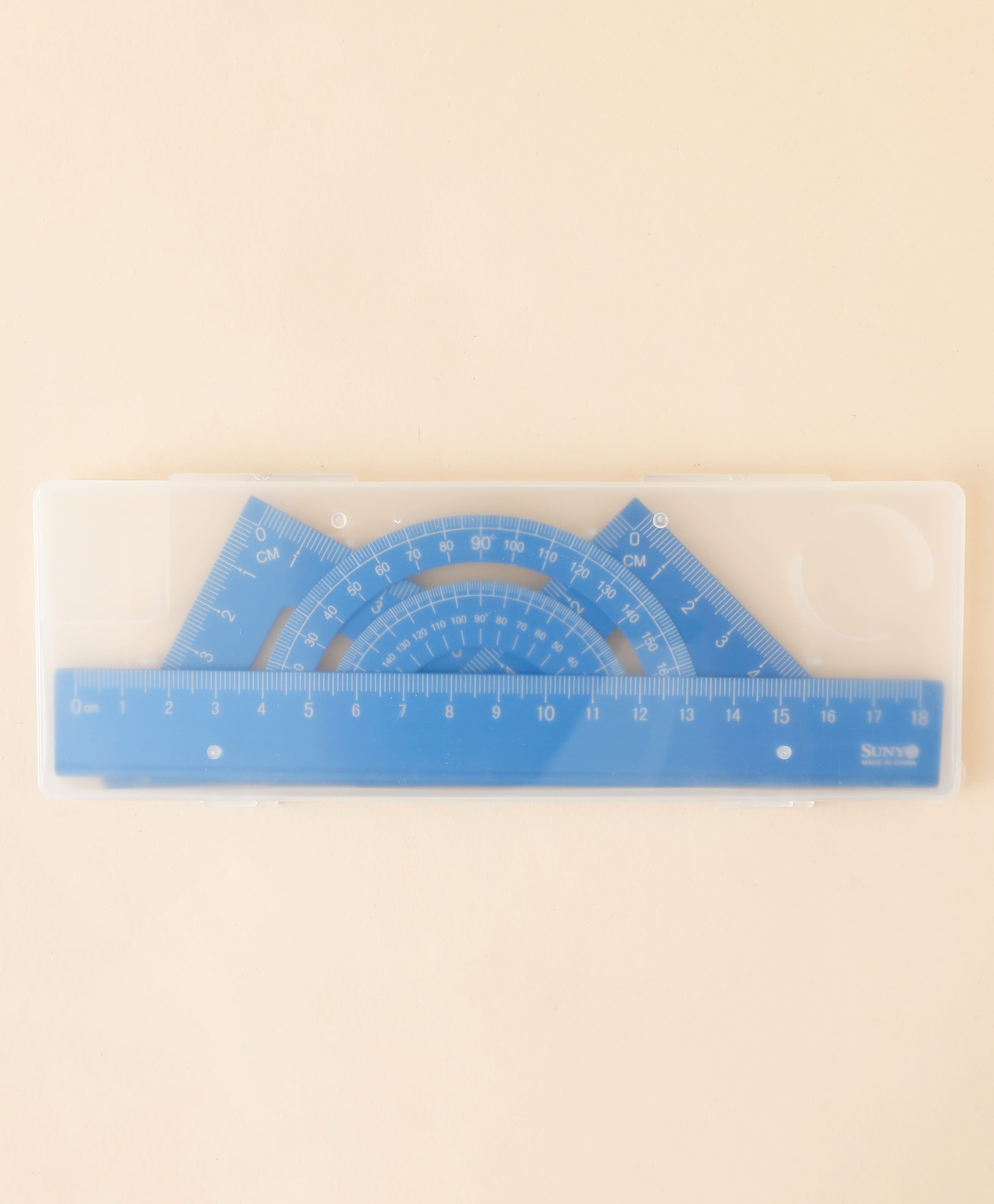 Geometry Ruler Set with Case Blue 4 Pieces| Plastic Math & Drawing Scale Set for School, Study & Office Use-image-41