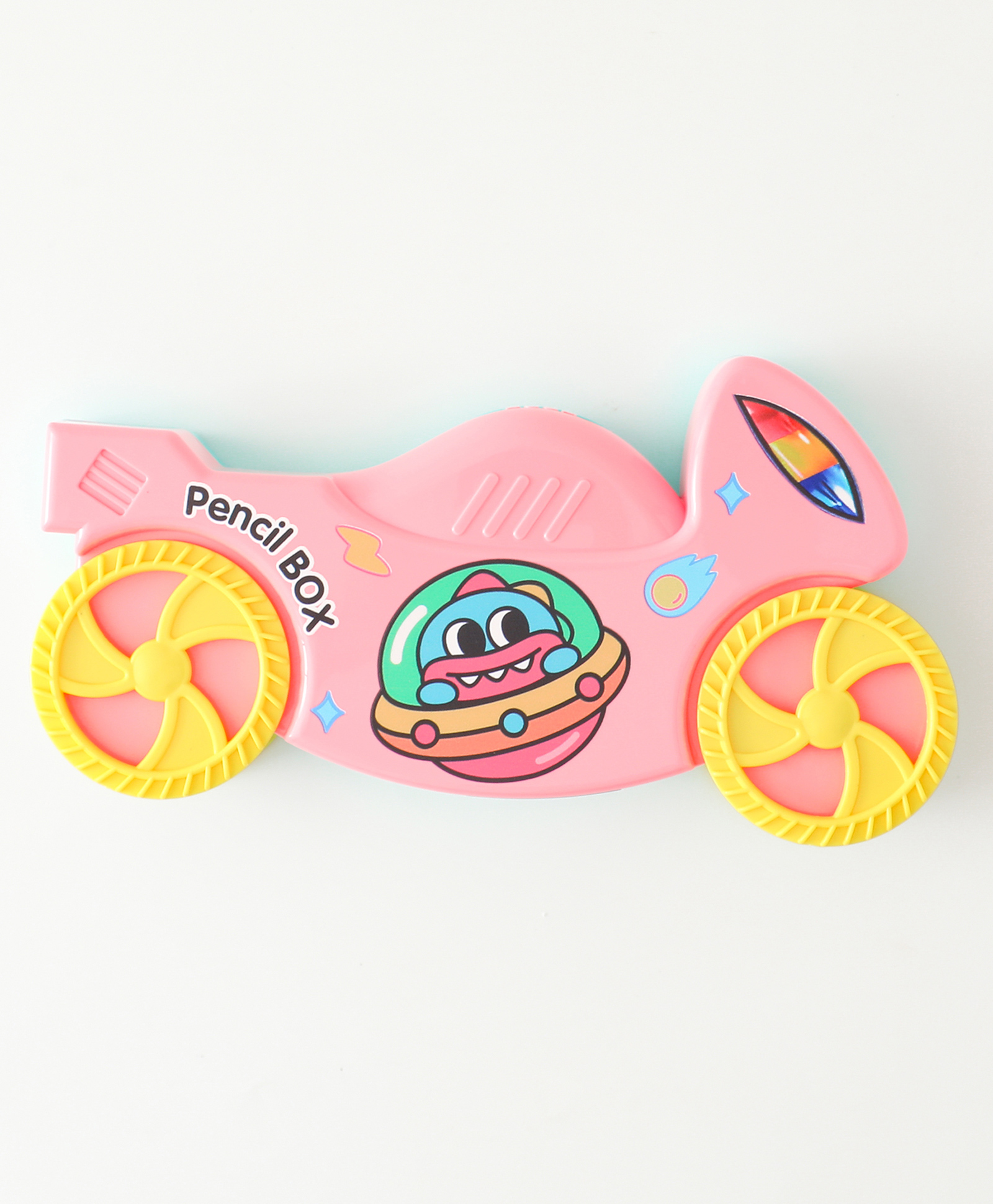 Bike Shape Pencil Box for Kids Pink Blue| Cartoon Printed Plastic Stationery Storage Case with Flip Open Lid for School & Home Use-image-39