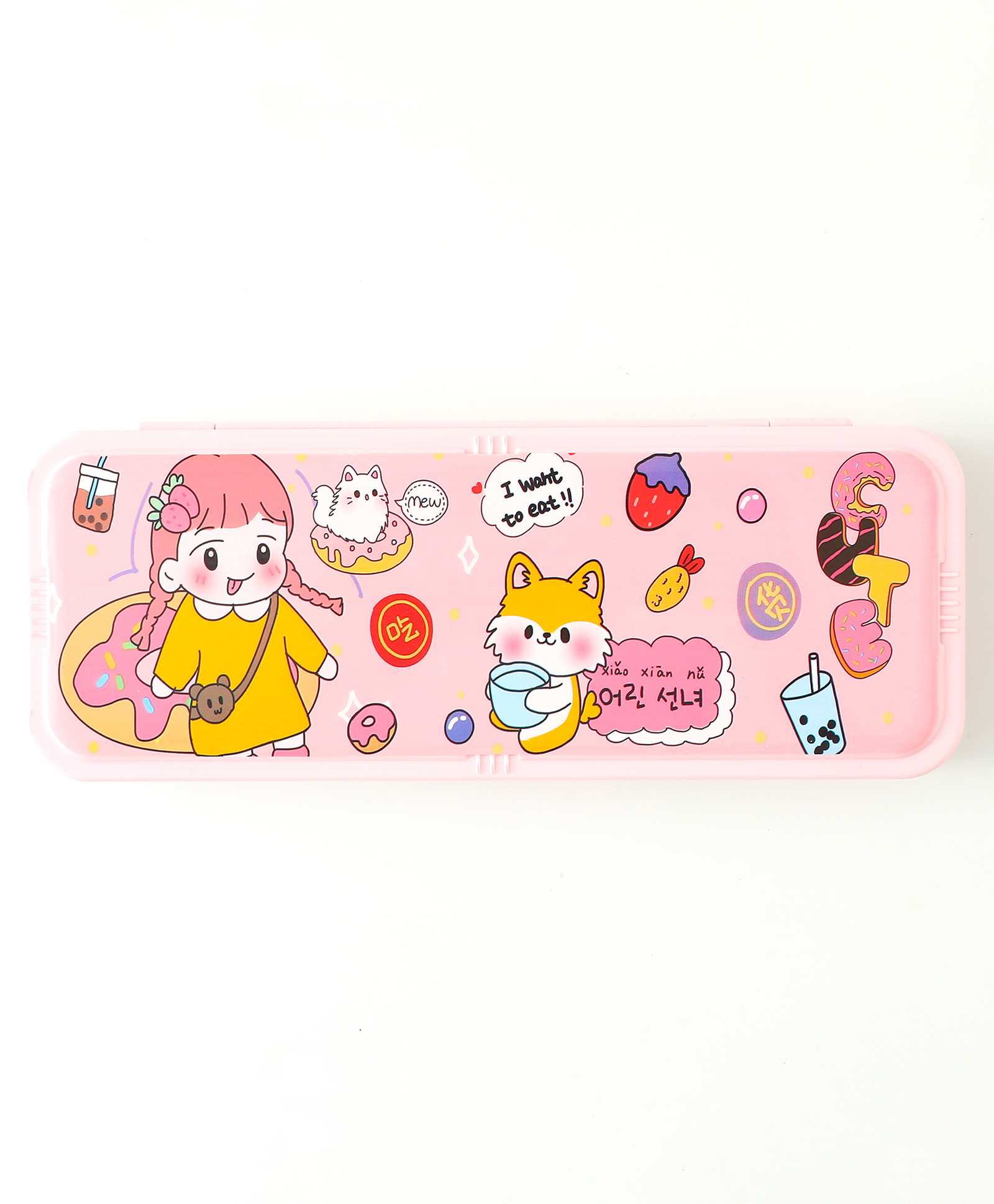 fab n funky Snack Time Fairy Pencil Box with Lock - Pink| 2 Compartments| 6 Button Combination Lock| Perfect for School Use & Gifting for Boys & Girls-picture-17