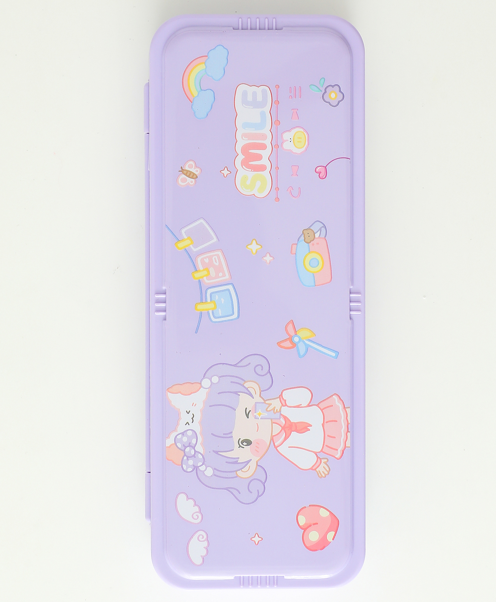 Smile Star Pencil Box with Lock - Purple| 2 Compartments| 6 Button Combination Lock| Perfect for School Use & Gifting for Boys & Girls-image-47