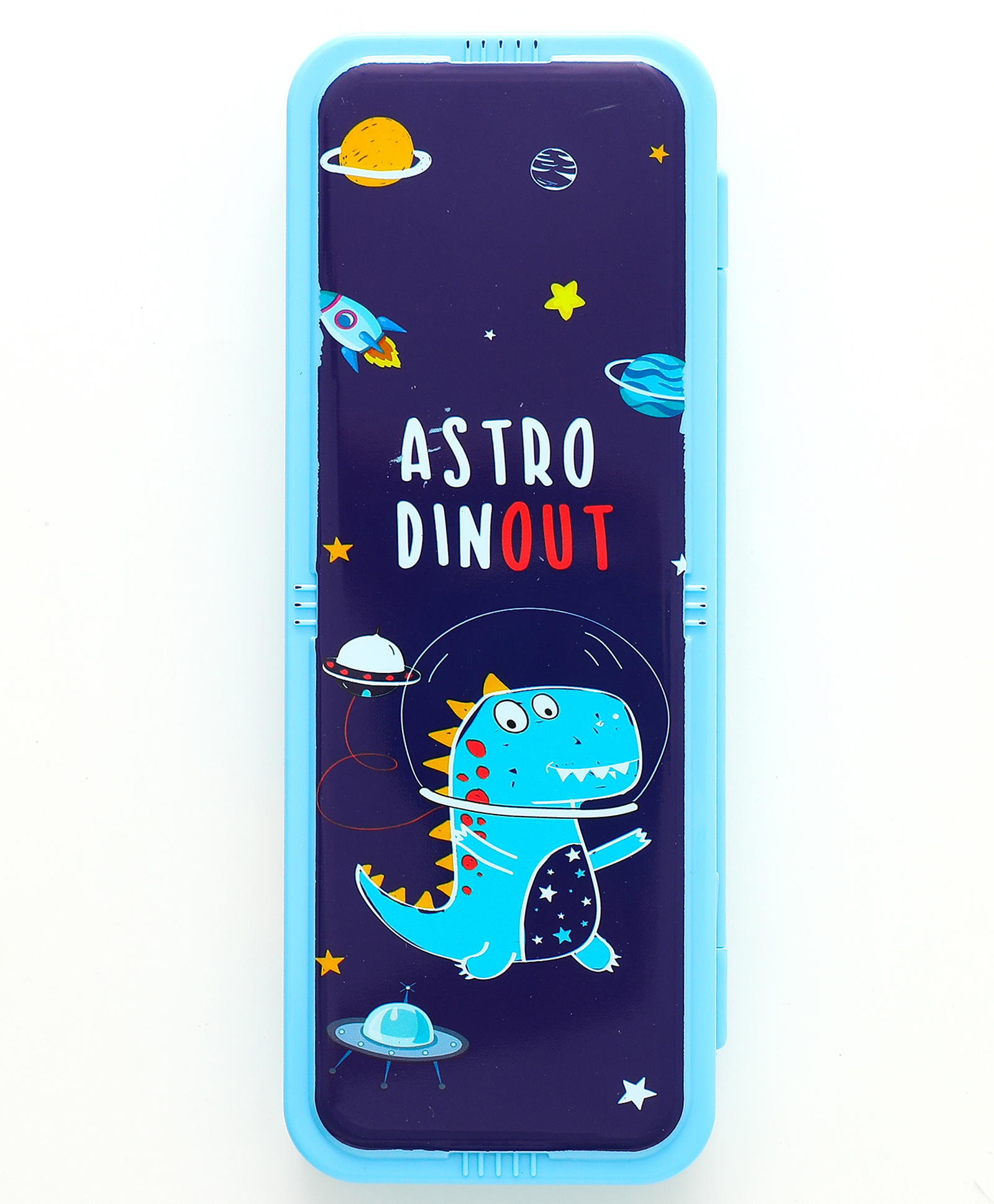 fab n funky Astro Dino Pencil Box with Lock - Blue| 2 Compartments| 6 Button Combination Lock| Perfect for School Use & Gifting for Boys & Girls-picture-38