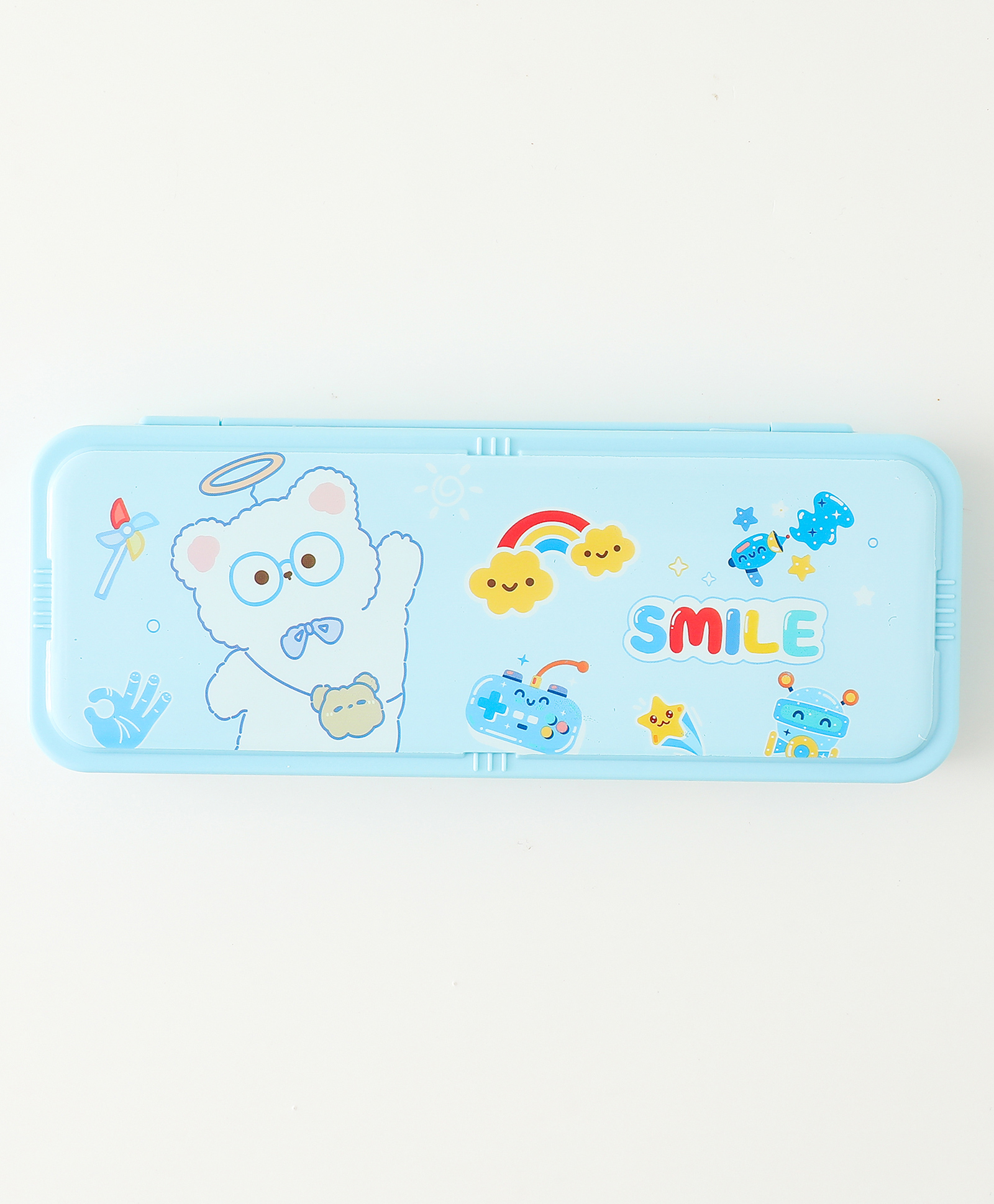 Smile Bear Pencil Box with Lock - Blue| 2 Compartments| 6 Button Combination Lock| Perfect for School & Gifting for Boys & Girls-image-48