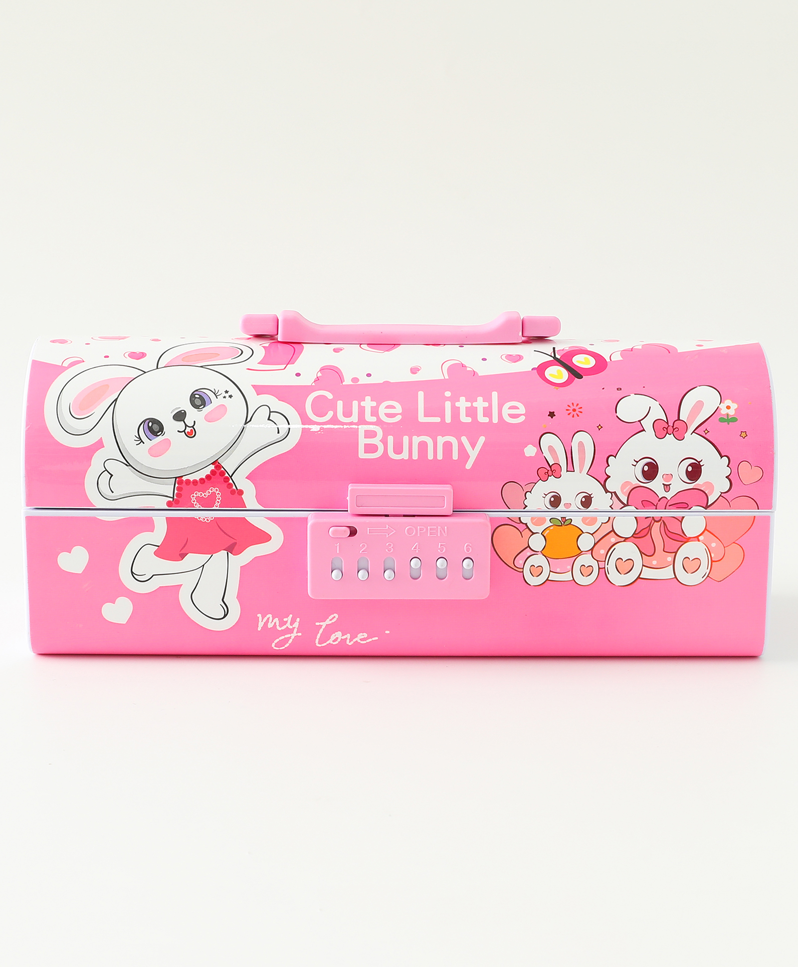 Cute Little Bunny Box With Lock Case - Pink| 2 Compartment| White Board Inside| Detachable Case| Perfect for School Use & Gifting| Boys & Girls-image-19