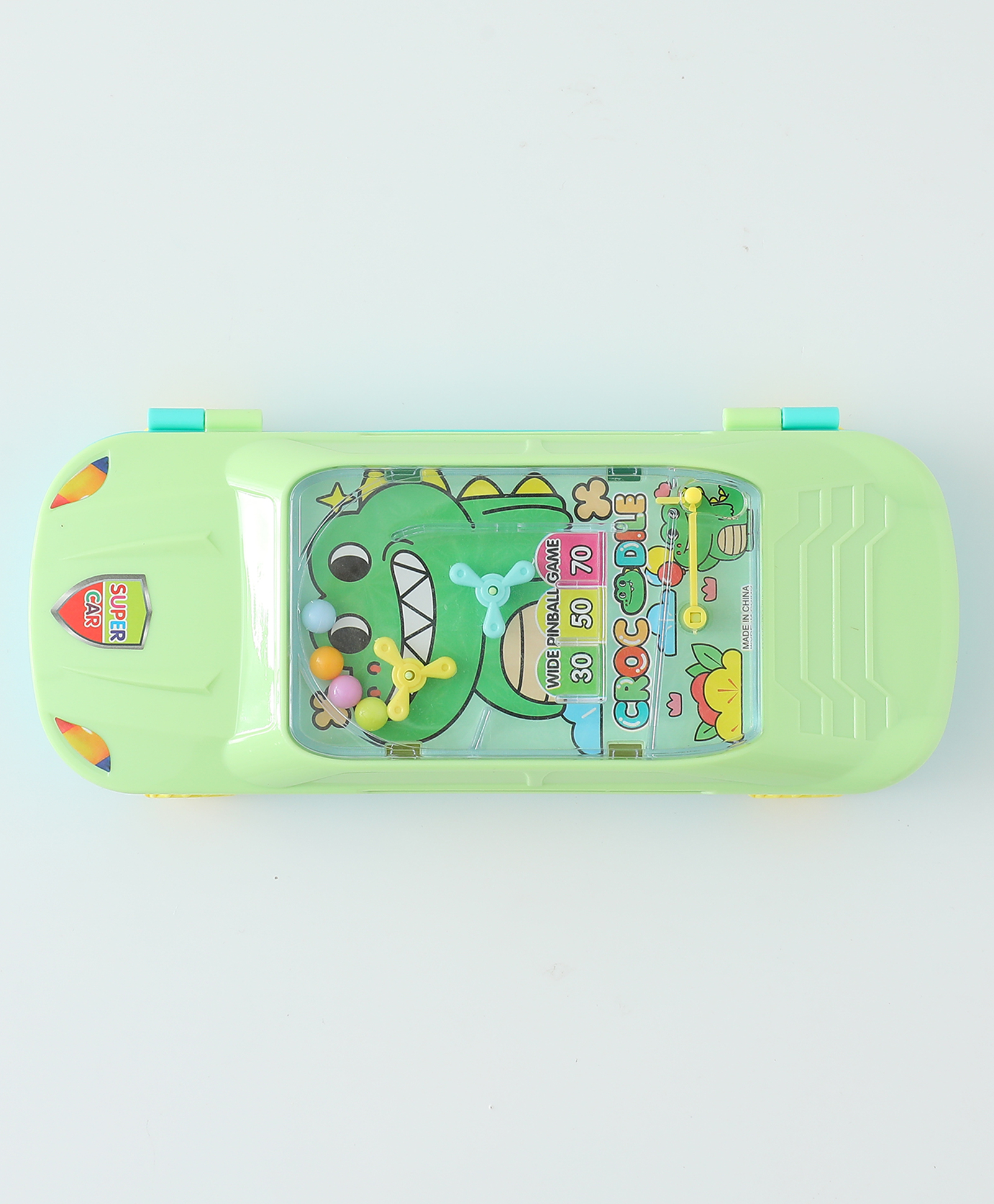 Crocodile Kids Car-Shaped Pencil Box with Pinball Game Green| Number Lock| Stationery Case for Boys & Girls| School and Home Use-image-0