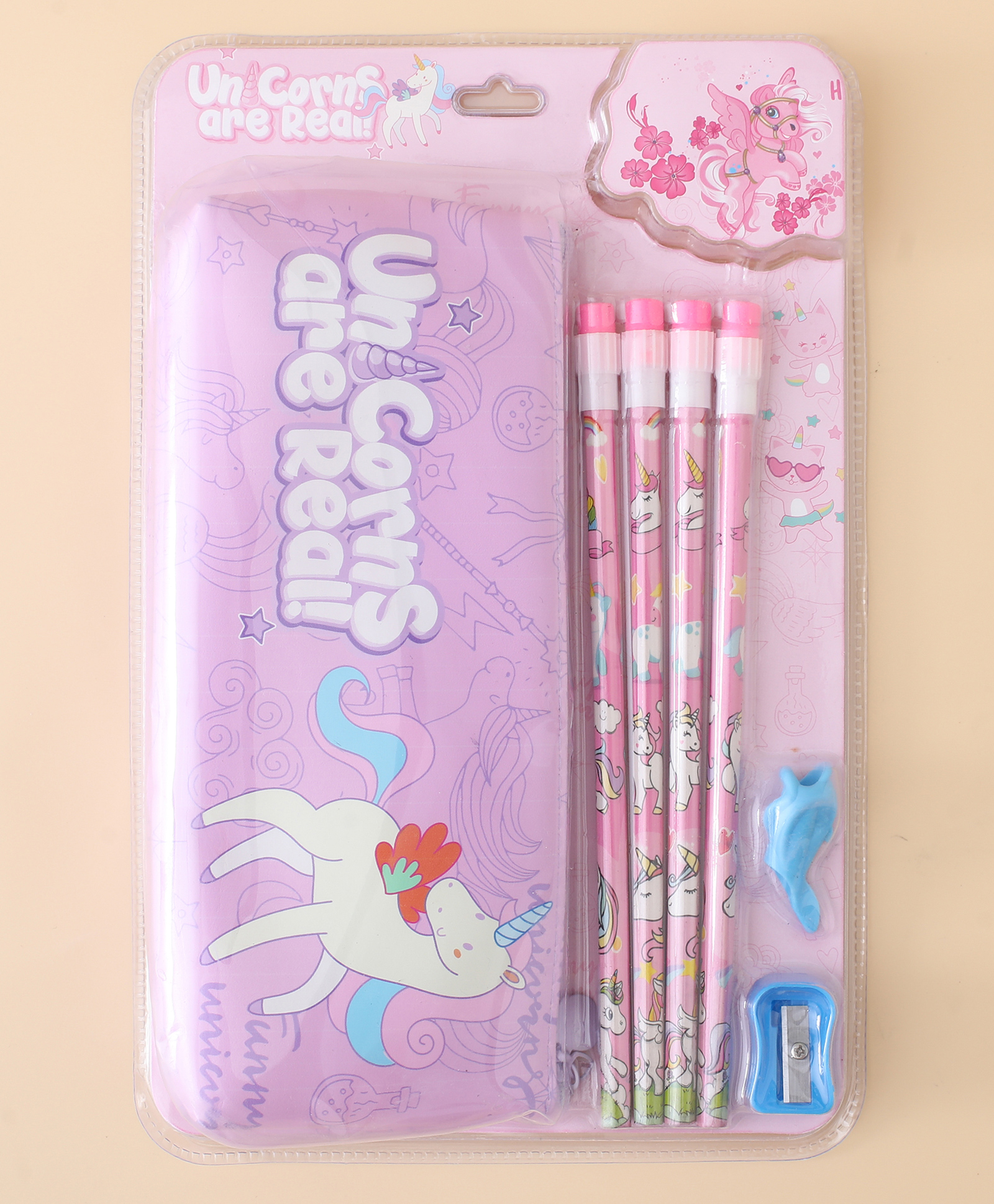 Twinkle Unicorn Stationery Set - Purple| 1 Pencil Pouch, 4 Pencils, 1 Sharpener & 1 Pencil Grip| Perfect for School & Gifting for Boys & Girls-image-13