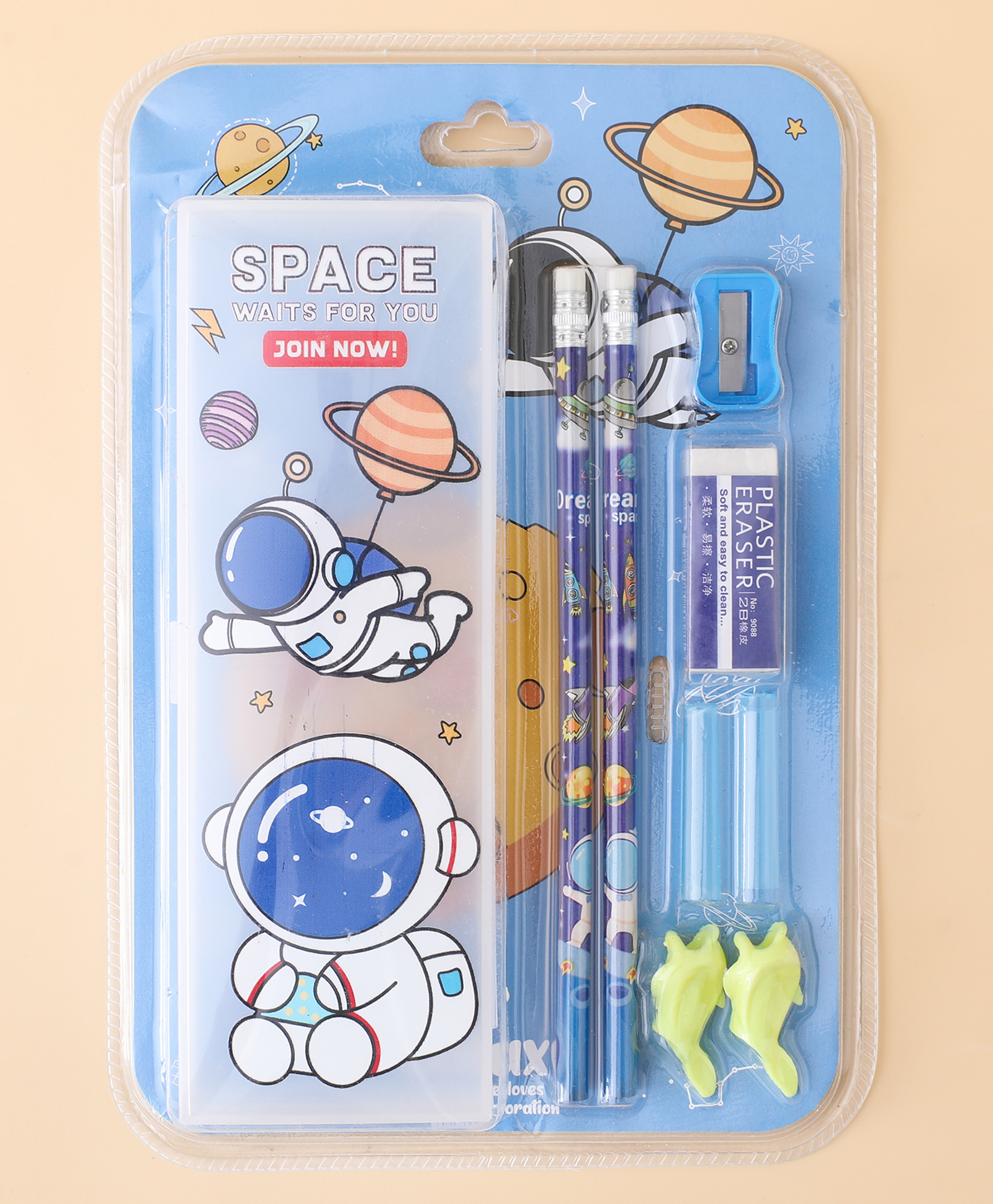 Space Kids Stationery Set Blue| Writing Kit with Pencil box, 2 Pencils, Eraser, Sharpener & 2 Grips | School Study Kit for Boys & Girls-image-19