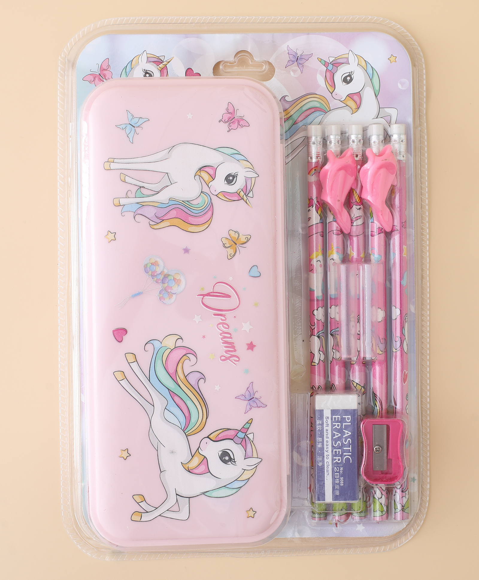 Unicorn Kids Stationery Set - Pink| Writing Kit with Pencil box, 4 Pencils, Eraser, Sharpener & 2 Grips| School Study Kit for Boys & Girls-image-9