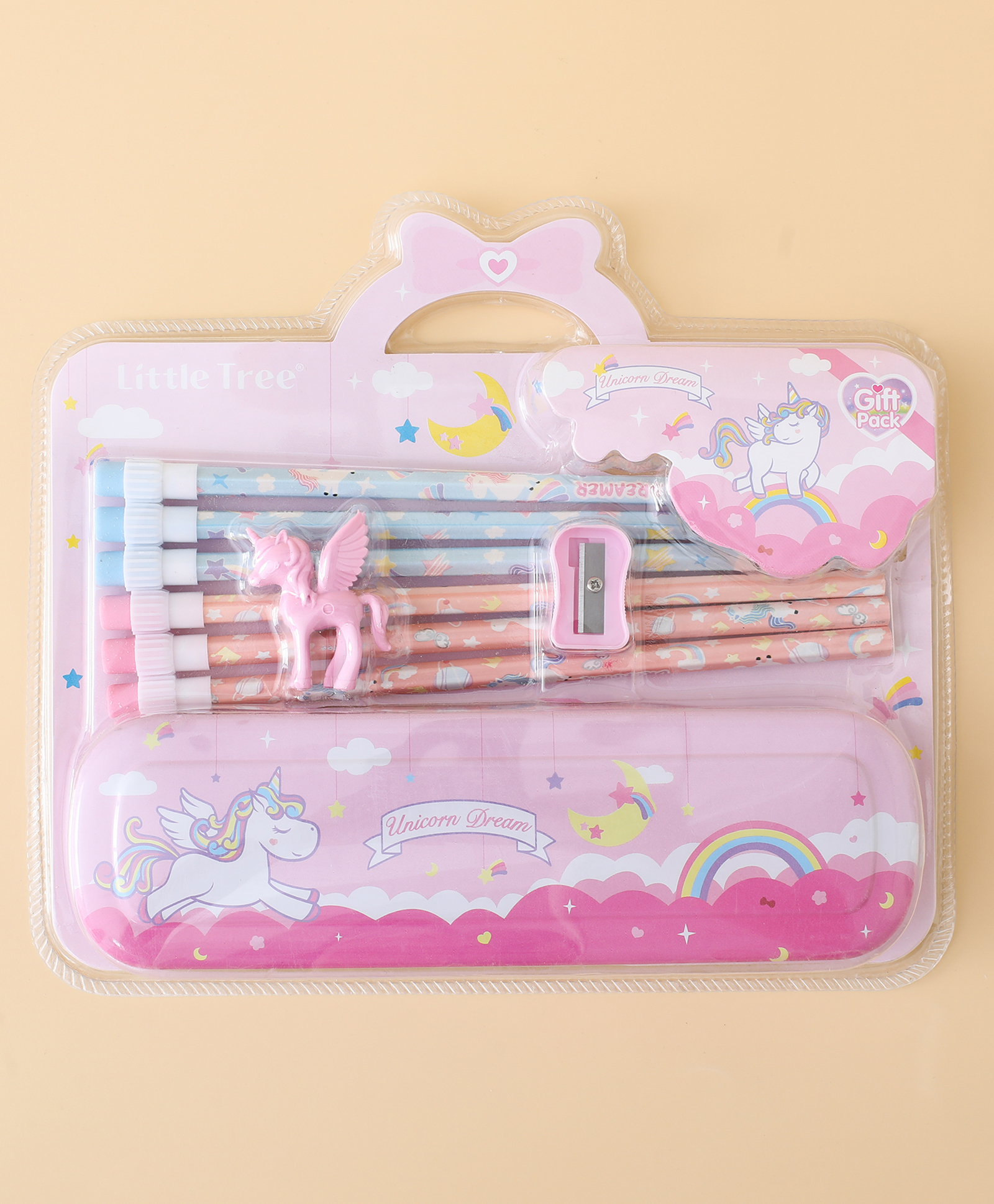 Unicorn Dreamland Stationery Set - Pink| Pencils with Eraser Tip 6pcs, Pencil Box 1pcs, Erasers1pc, Sharpener1pc| Perfect for School & Gifting for Boys & Girls-image-12