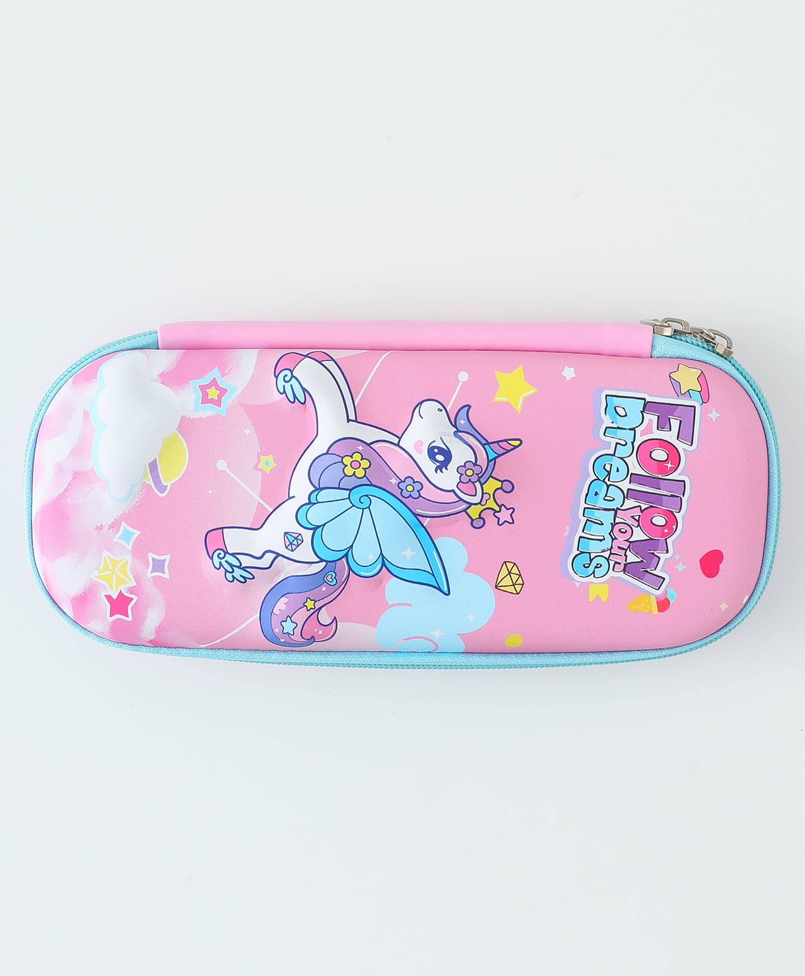 Unicorn Hardtop Pencil Case for Girls & Boys Pink| EVA| Lightweight Stationery Organizer with Zipper| Kids School Pencil Box with Mesh Pocket & Holders-image-49