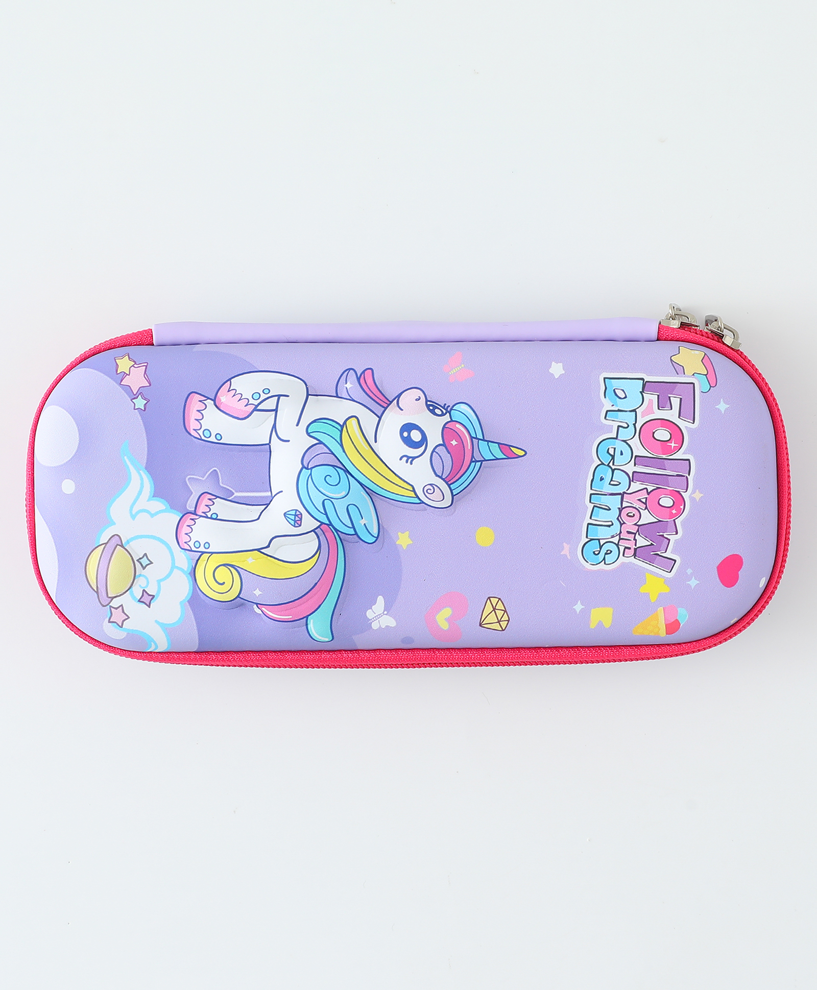 fab n funky Unicorn Hardtop Pencil Case for Girls & Boys Purple| EVA| Lightweight Stationery Organizer with Zipper| Kids School Pencil Box with Mesh Pocket & Holders-picture-37