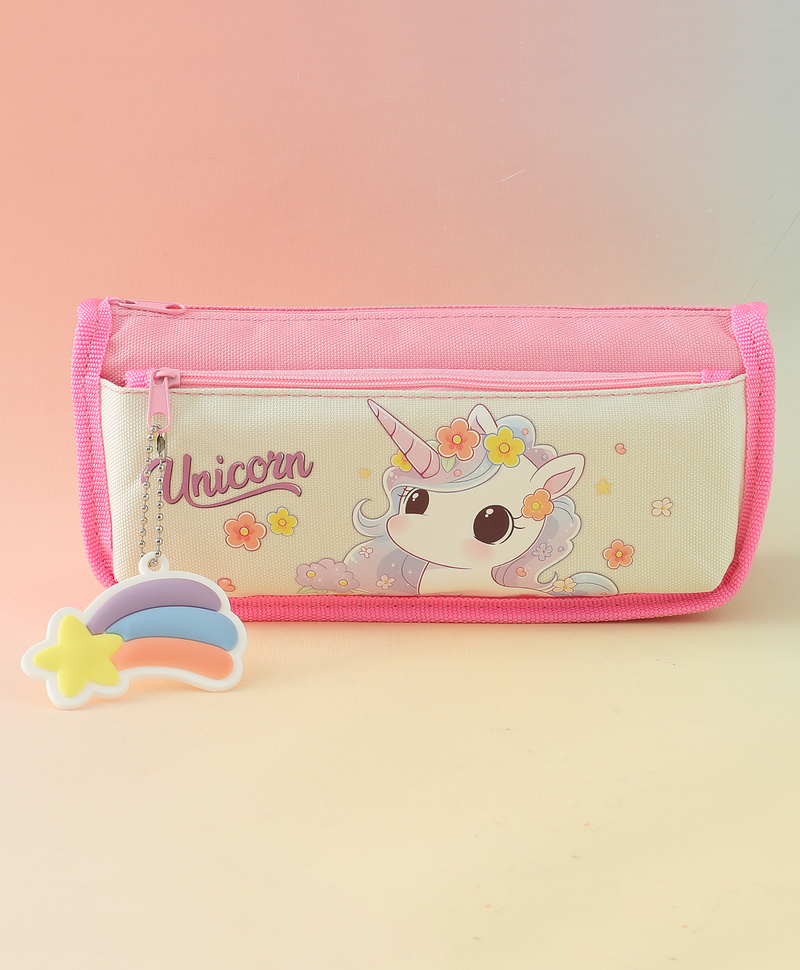 Unicorn Pencil Pouch for Kids School Pencil case with Charm| Durable Stationery Organizer for Girls & Boys Smooth Zipper - Pink-image-48