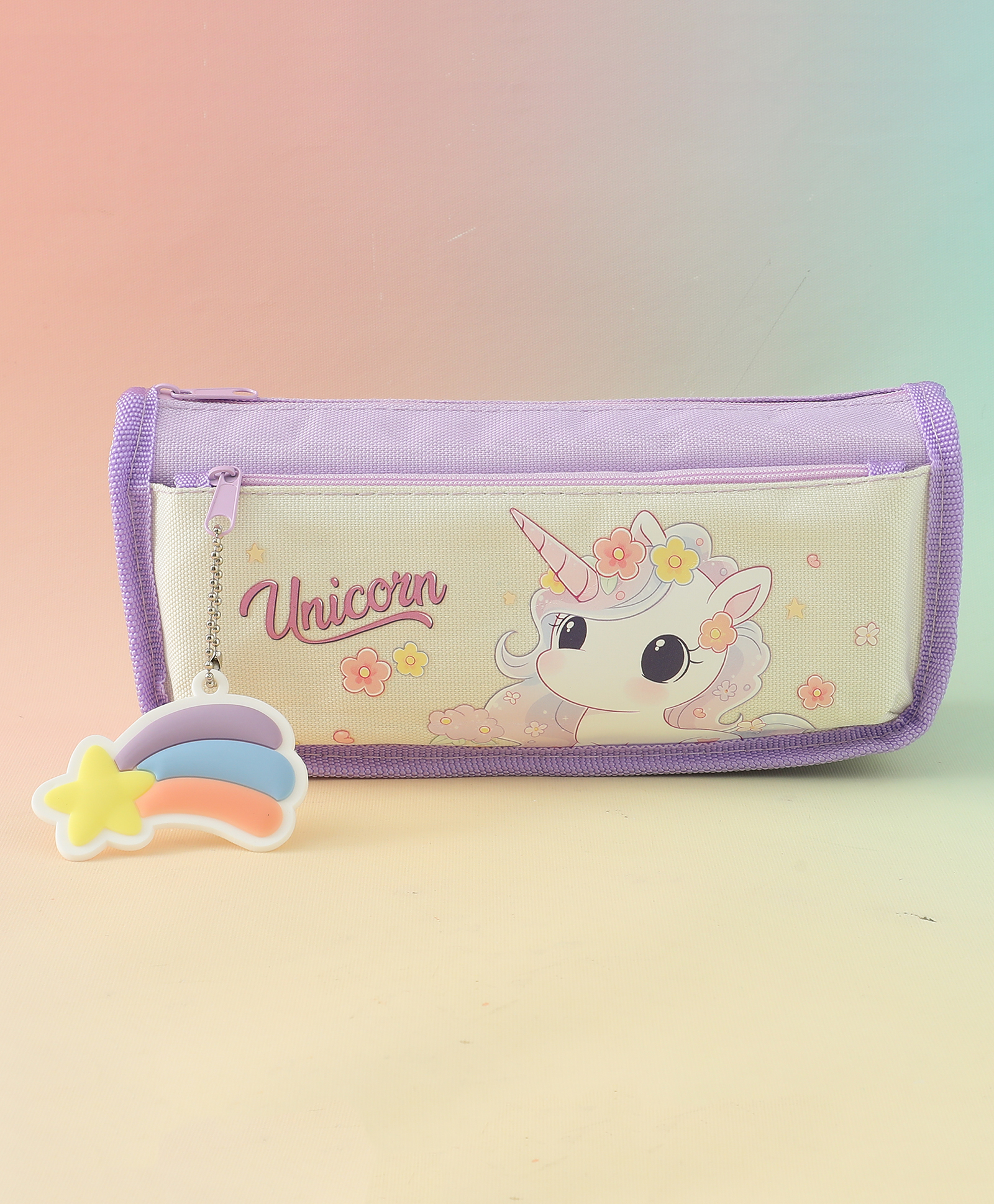 Unicorn Pencil Pouch for Kids Purple| School Pencil case with Charm| Durable Stationery Organizer for Girls & Boys| Smooth Zipper-image-47