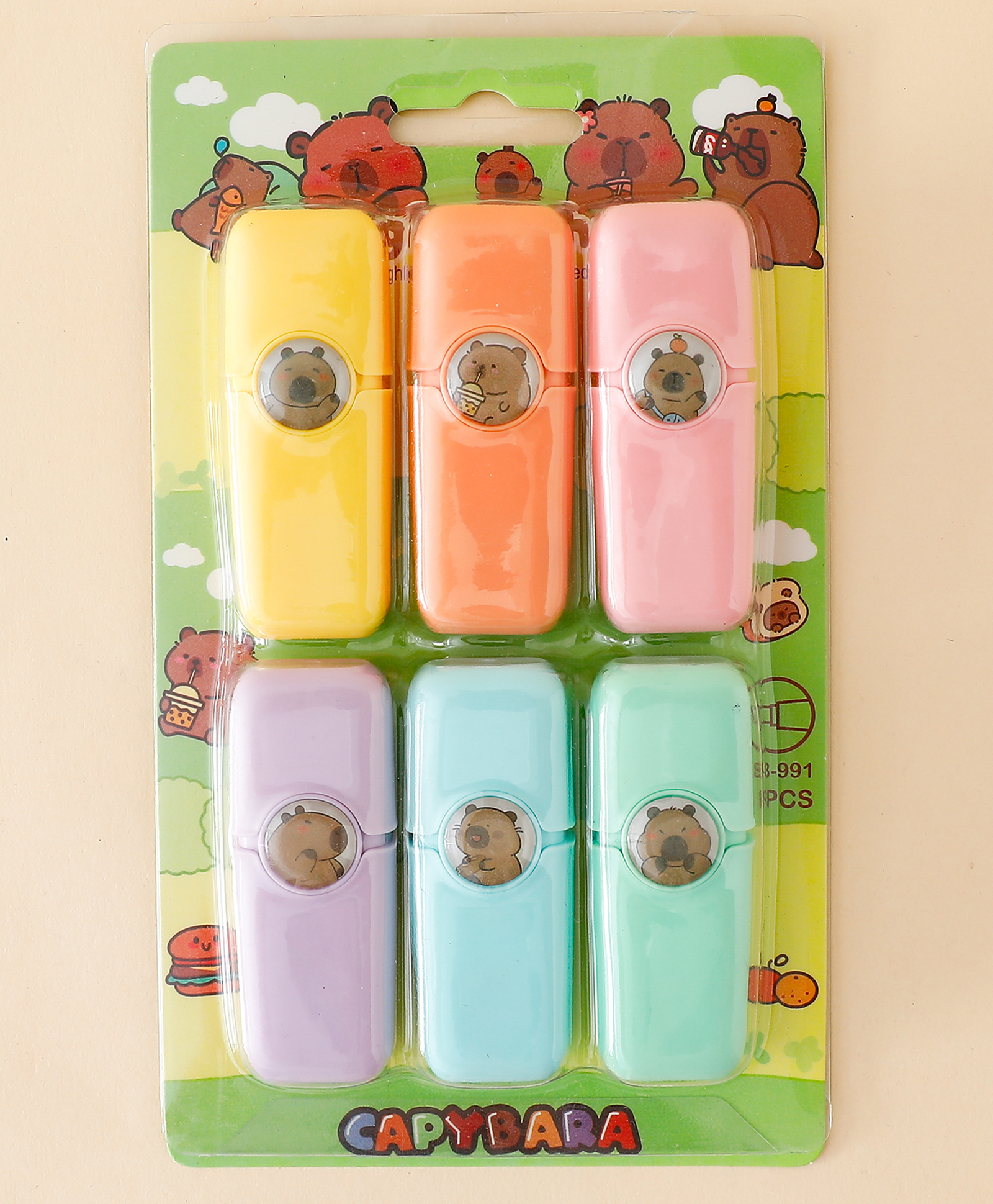 Cute Capybara Highlighter Set Pack of 6| Pastel Color Text Markers for School & Office Use-image-47