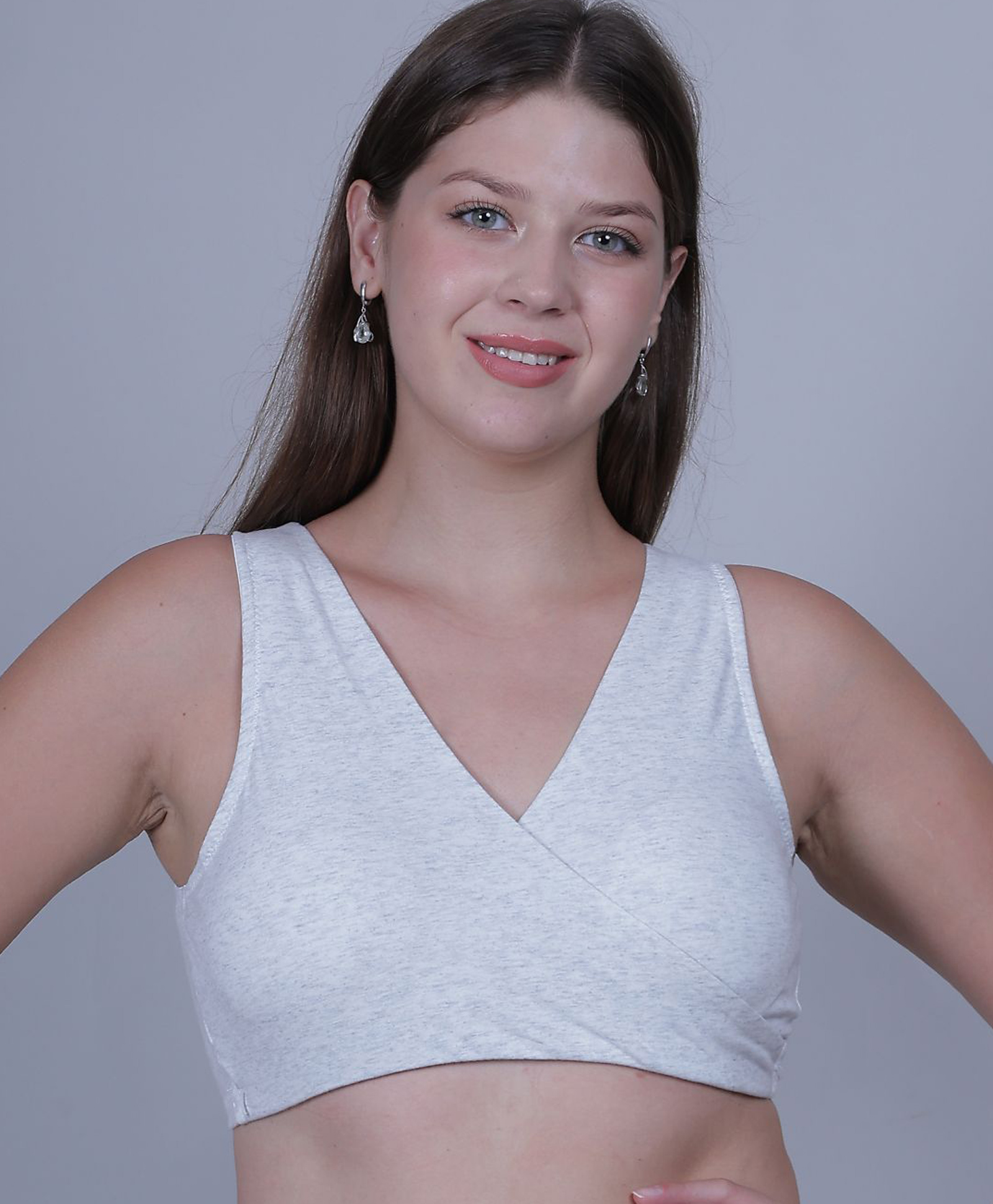 Fabme Knit Textured Padded Maternity Bra - Light Grey-image-3