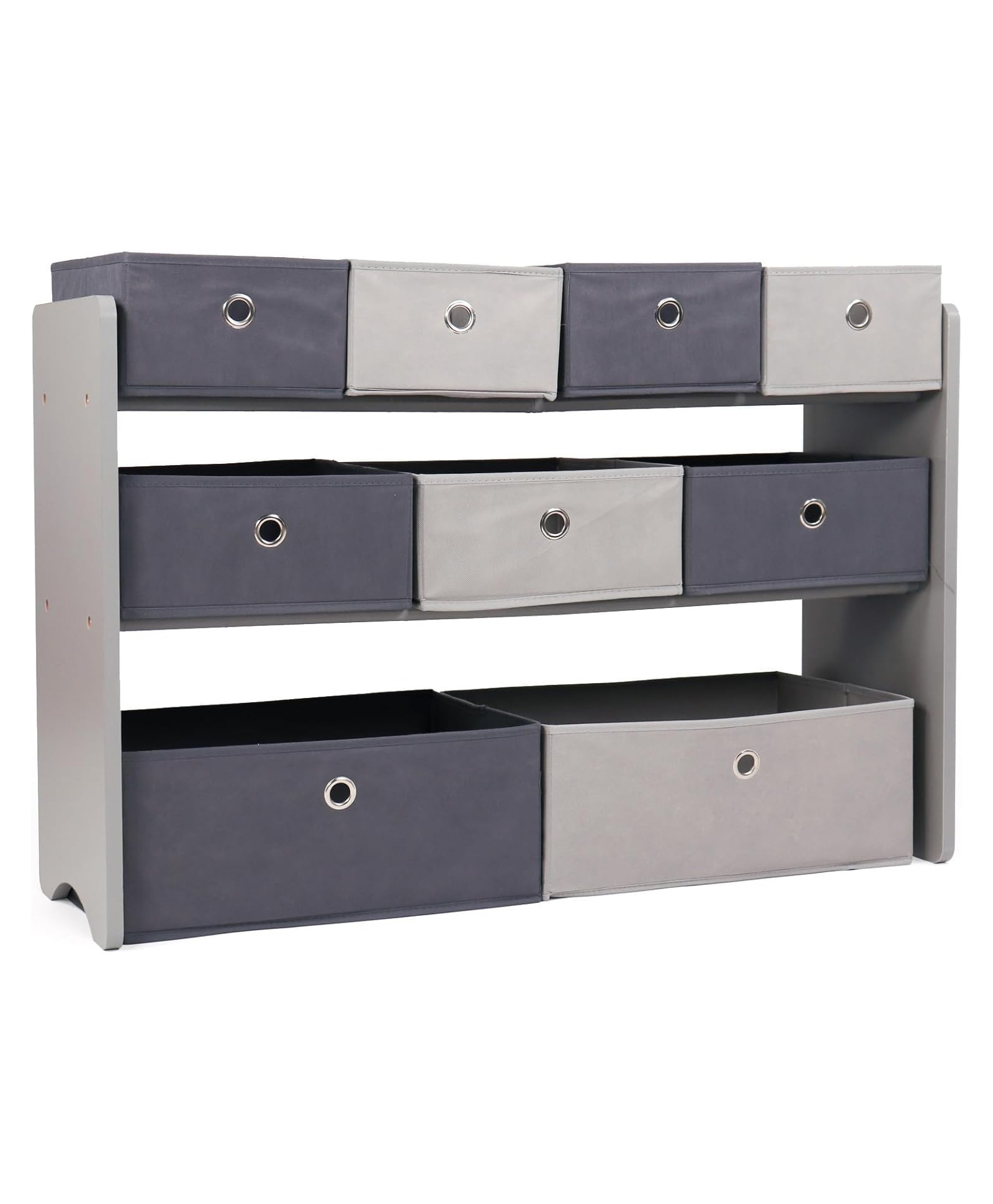 Homesmiths Toy Storage Organizer with 9 Removable Fabric Bins, Light Grey/Grey Premium Playroom Toy Organizer for Toddlers Ideal for Kids' Rooms, Playrooms, and Nurseries - Modern Toy Bins for Kids.-image-30
