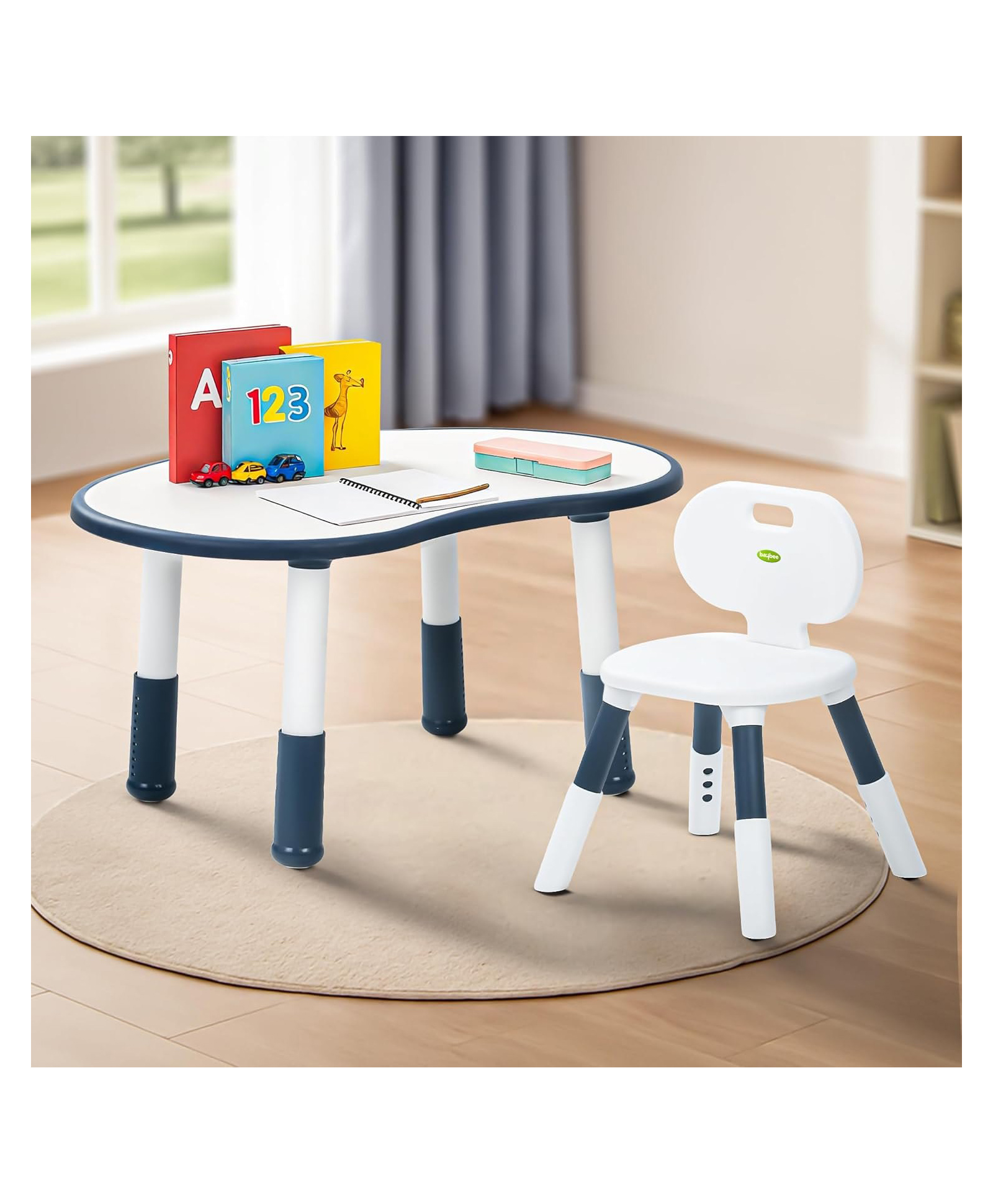 MONSTECH 5-in-1 Adjustable Study Table & Chair Set for Baby | Dual-Sided Table with Storage | Multi-Purpose Table for Study, Drawing, Dining & Play | Anti-Slip & Child-Safe Design-picture-11