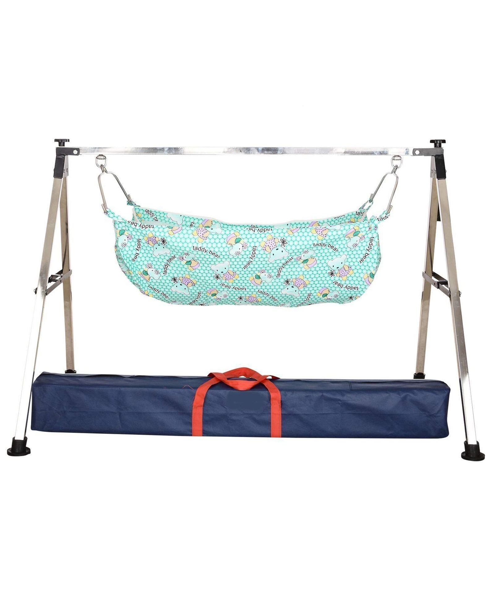 MONSTECH Portable Baby Cradle & Swing | Foldable Jhula/Ghodiyu with Cotton Cloth for Newborn Boys & Girls