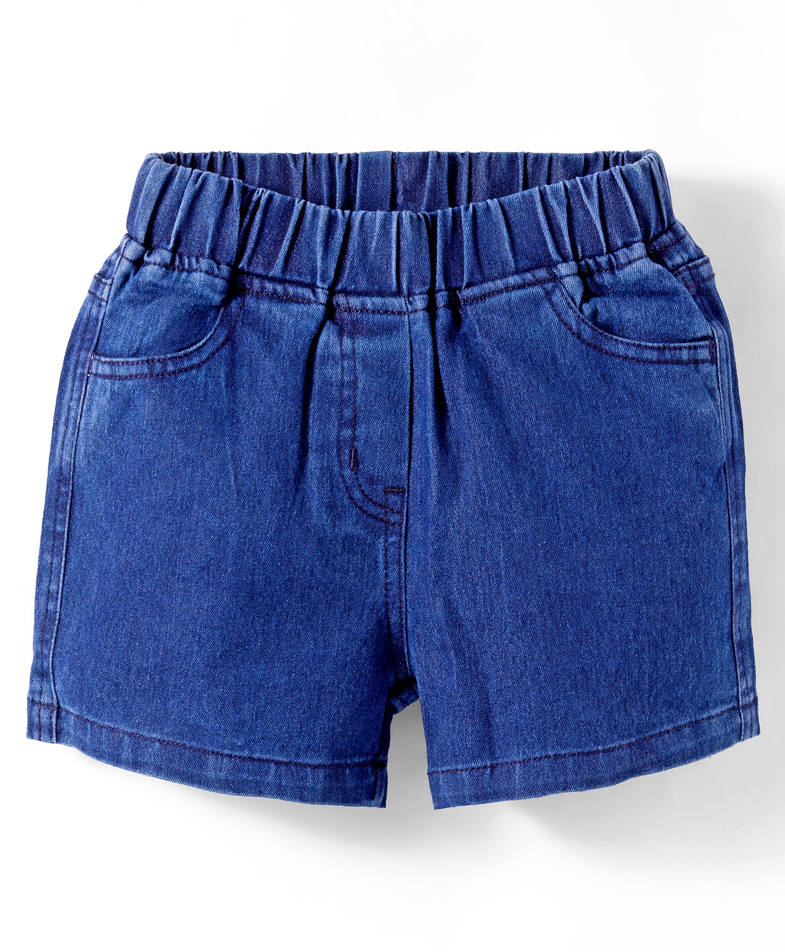 Kookie Kids Solid Denim Shorts With Elasticated Waist & Pockets - Blue-image-49