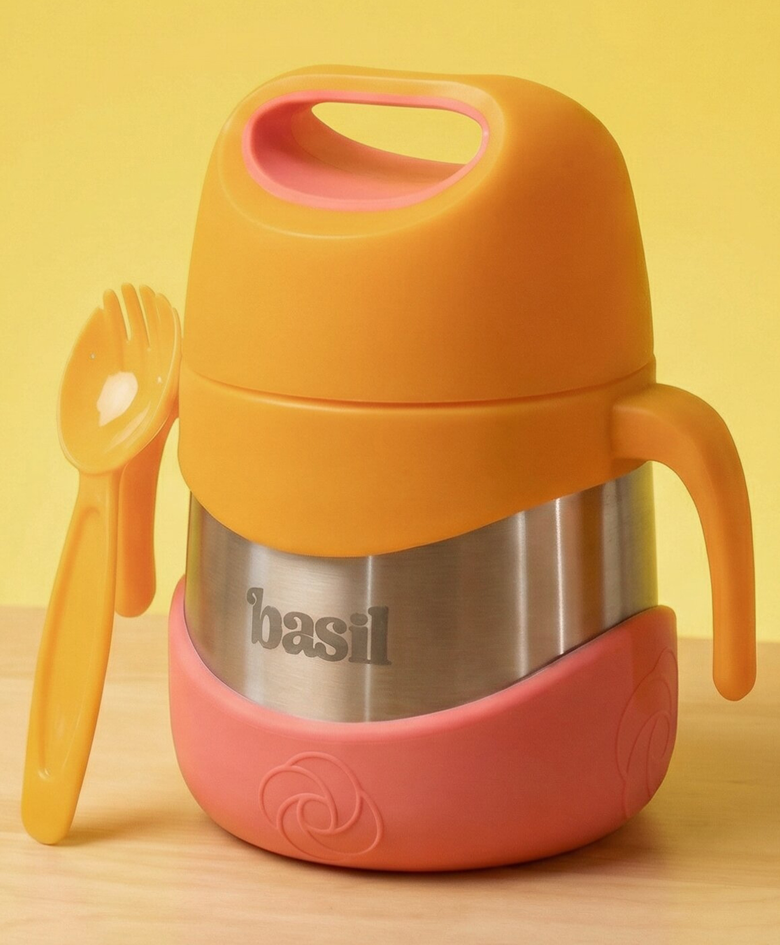 Basil ThermoTot Kids Insulated Food Jar 320 ml | 304 Stainless Steel | BPA-Free | Double Wall Vacuum Lunch Box with Handle & Spork | Keeps Food Hot & Cold for School, Travel & Picnics - Peach-image-27