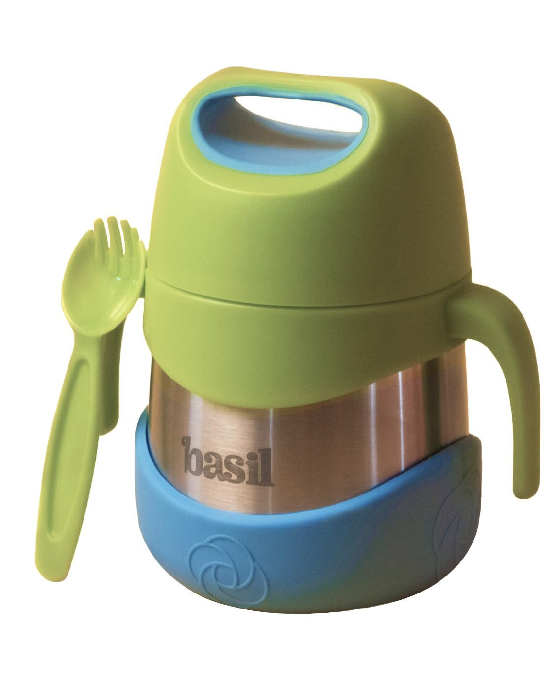 Basil ThermoTot Kids Insulated Food Jar 320ml | 304 Stainless Steel | BPA-Free | Double Wall Vacuum Lunch Box with Handle & Spork | Keeps Food Hot & Cold for School, Travel & Picnics - Blueberry