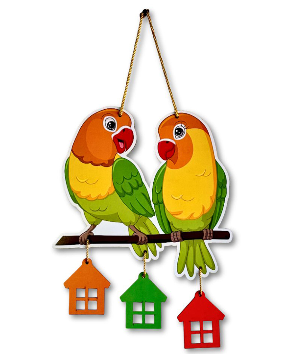 GLORIDEC Wooden Parrot Love Birds Wall Hanging Multicolor Decorative Art-image-29