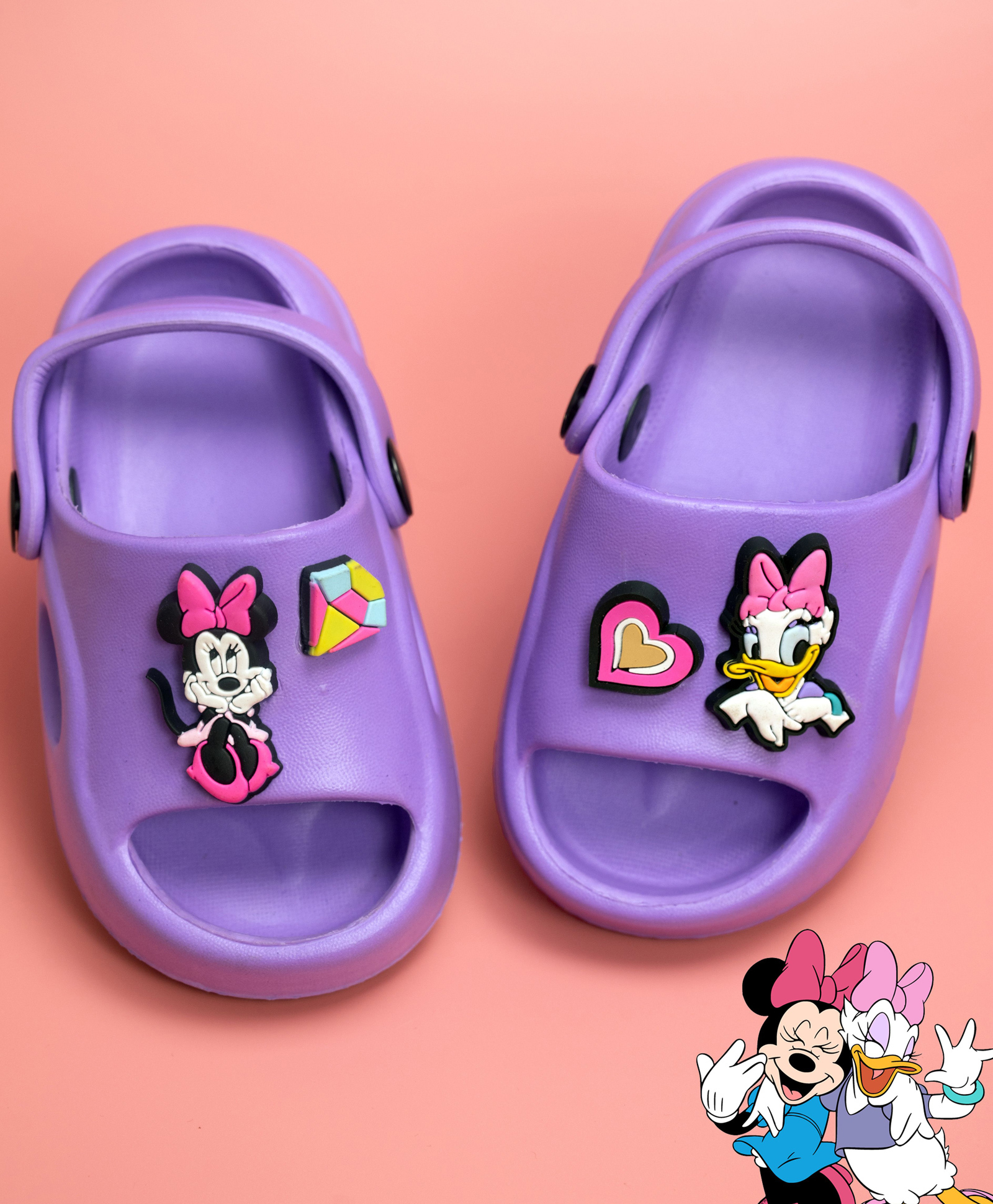 Yellow Bee Disney Mickey Mouse & Friends Featuring Characters Applique Detailed With Back Sling Clogs - Purple-picture-25