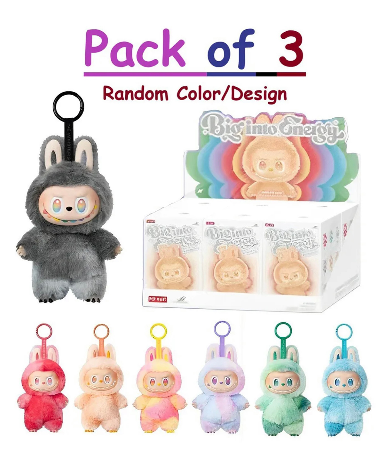 ARCADE TOYS Trending Labubu Plush Doll | The Monsters Energy Series Blind Box | Random Cartoon Labubu Action Figure-Pack of 3 (Random Color & Design) - Height 15 cm-picture-21