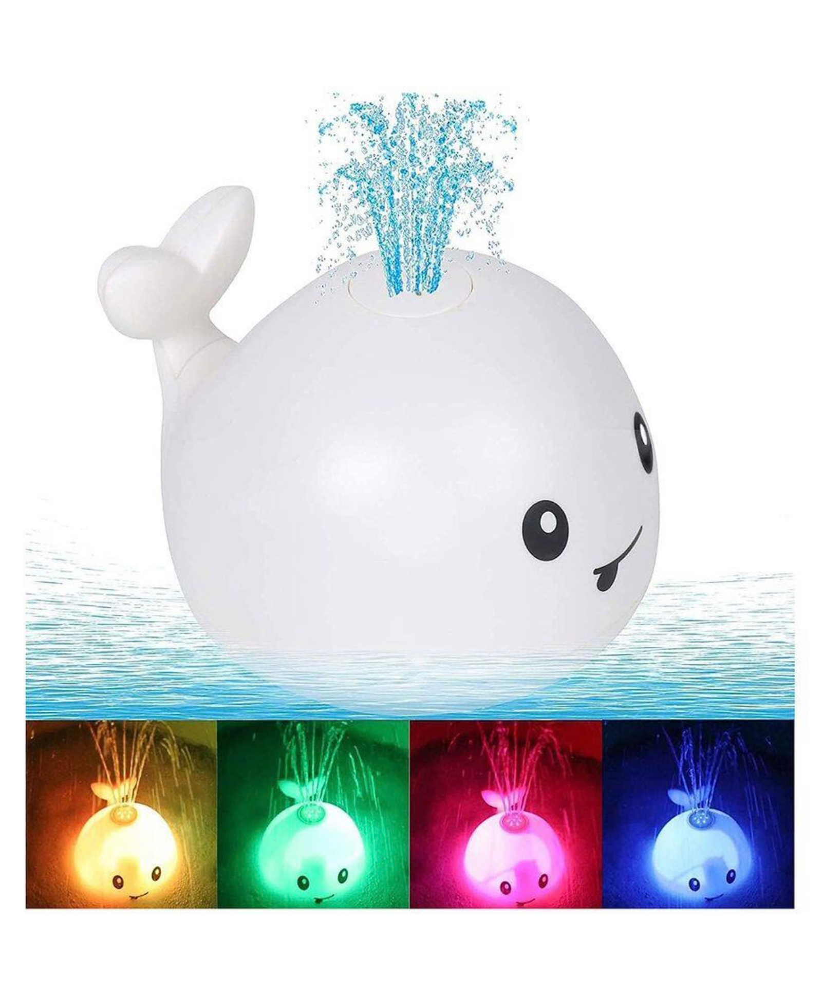 ARCADE TOYS Light Up Whale Bath Toys Sprinkler, Water Pool Bathtub Rechargeable Infant Toddler Bath Toys- PACK OF 1-(COLOR MAY VARY)-picture-3