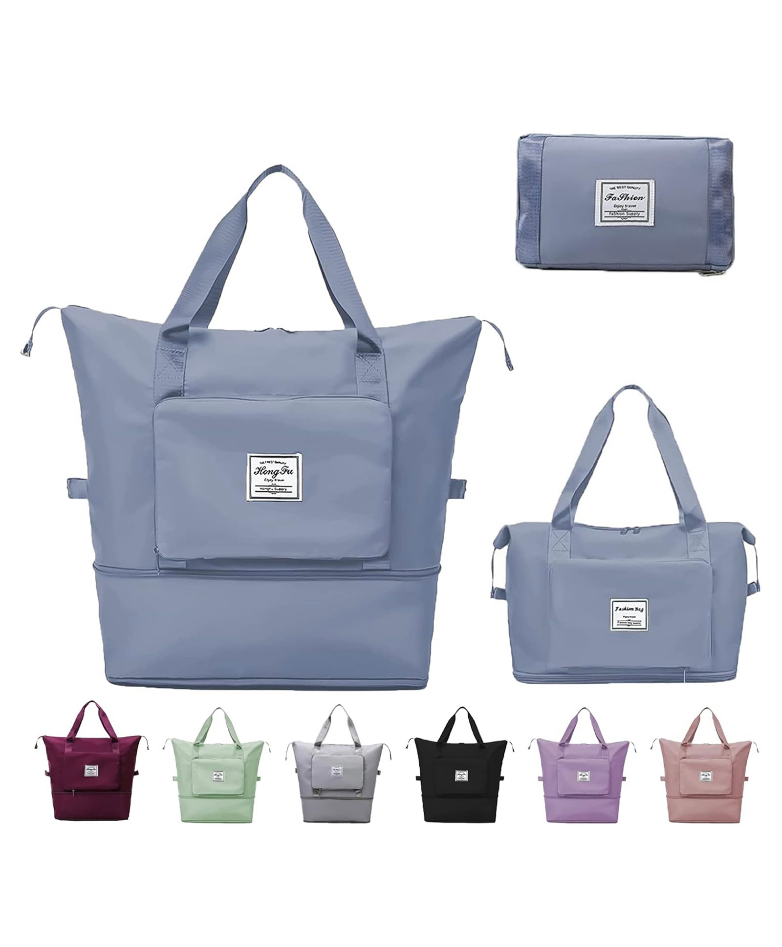ARCADE TOYS Large Capacity Folding Travel Bag, Dry and Wet Separation Multifunctional Sports Shoulder Bag, Foldable Travel Duffel Bag, Travel Lightweight. (Blue)-image-36