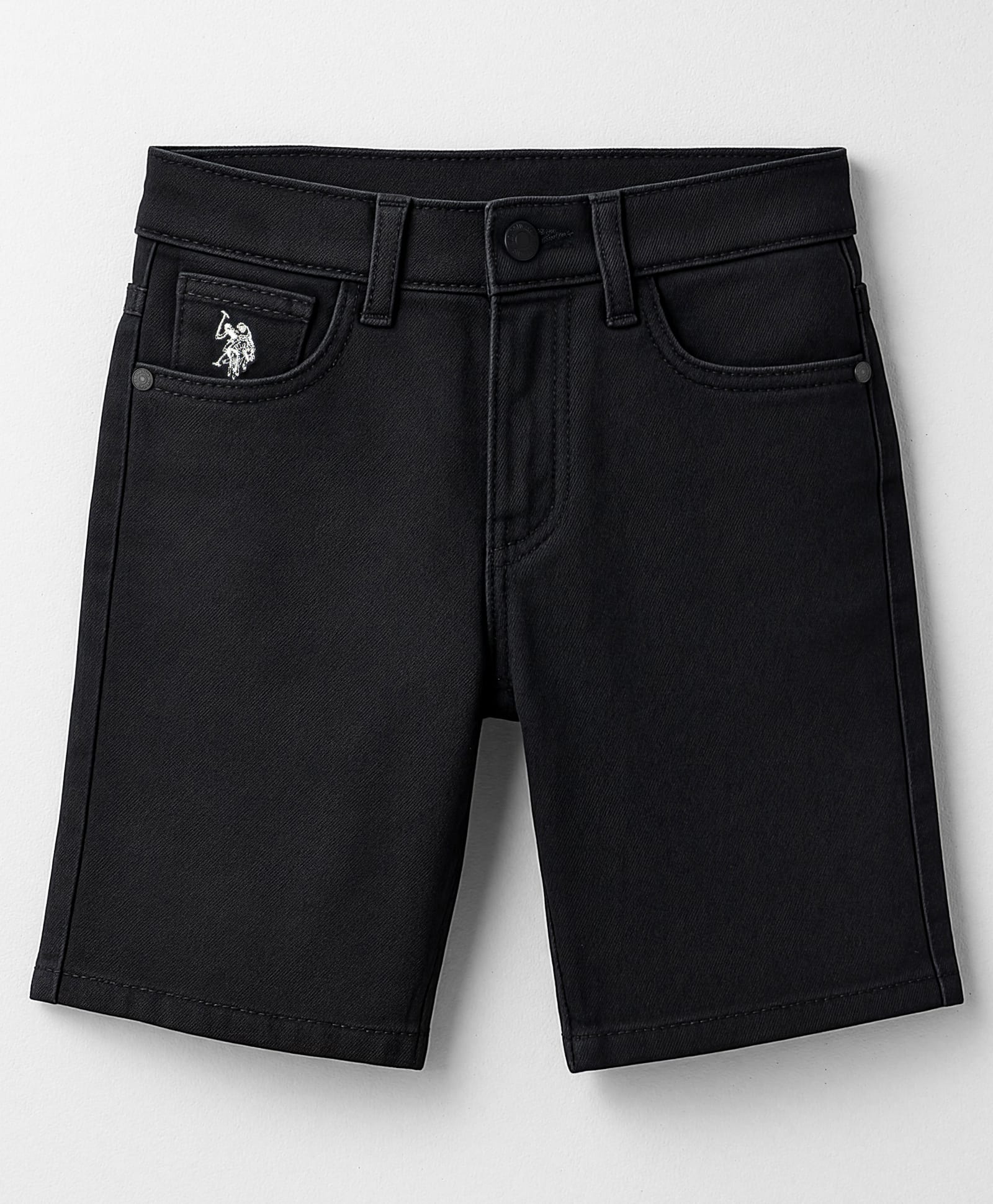 US Polo Assn Cotton Knit Solid Color Mid Rise Shorts With Brand Logo Embroidery - Black-image-32