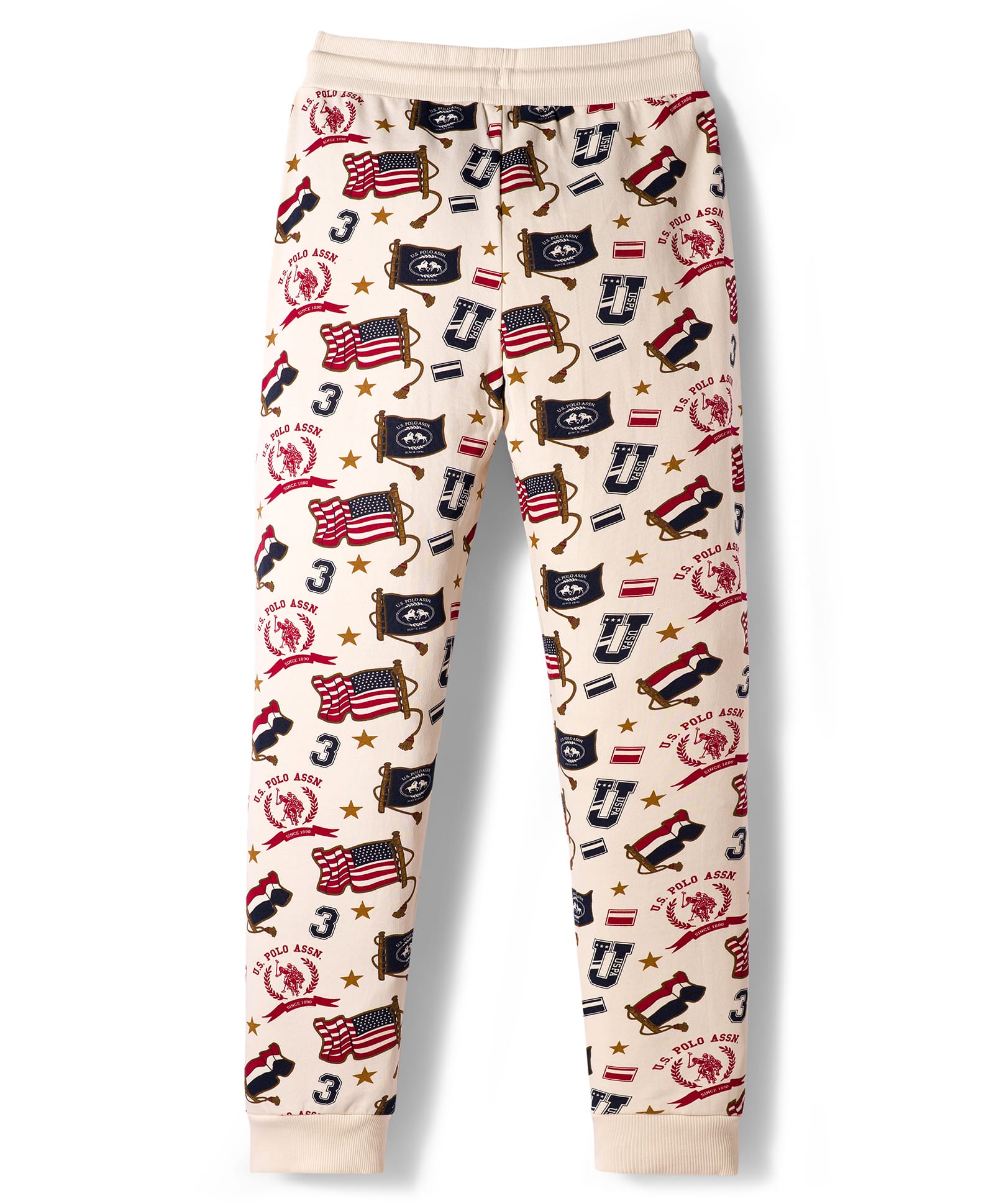 US Polo Assn Cotton Knit Full Length Lounge Pant With Flag Print - White-picture-22