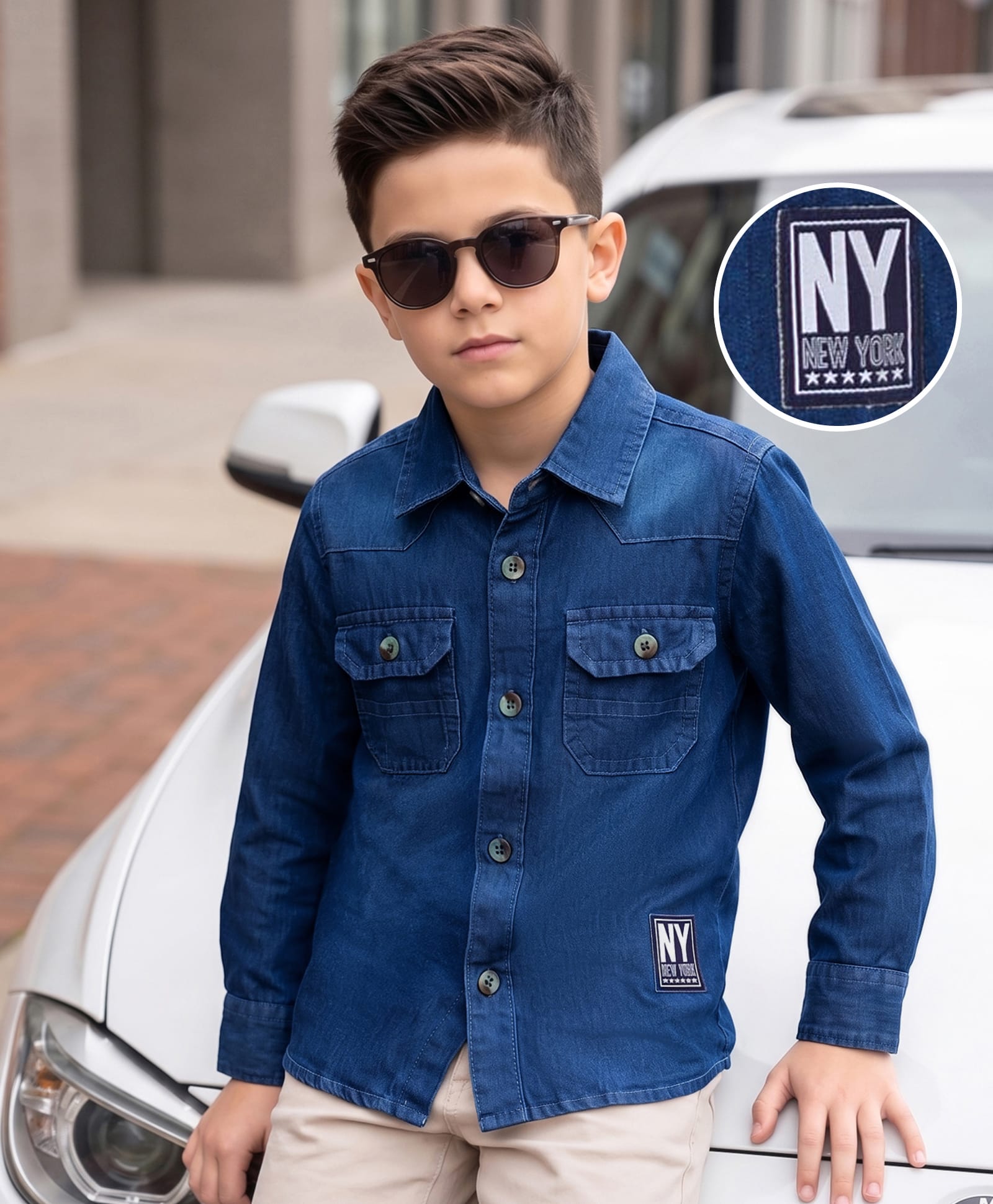 kookie kids india Kookie Kids Woven Full Sleeves Solid Party Shirt - Blue-picture-22