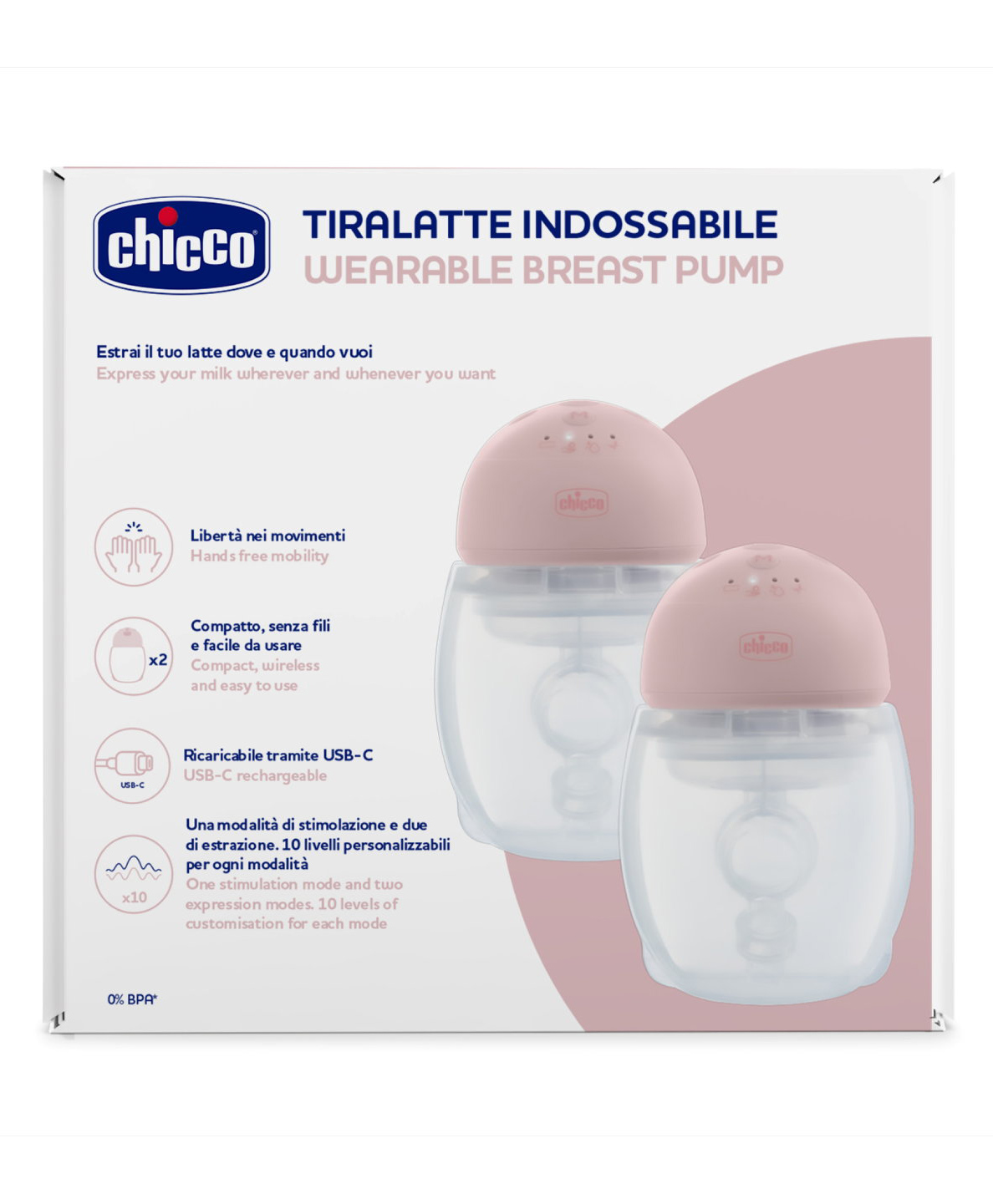 Double Wearable Electric Breast Pump - Pink
