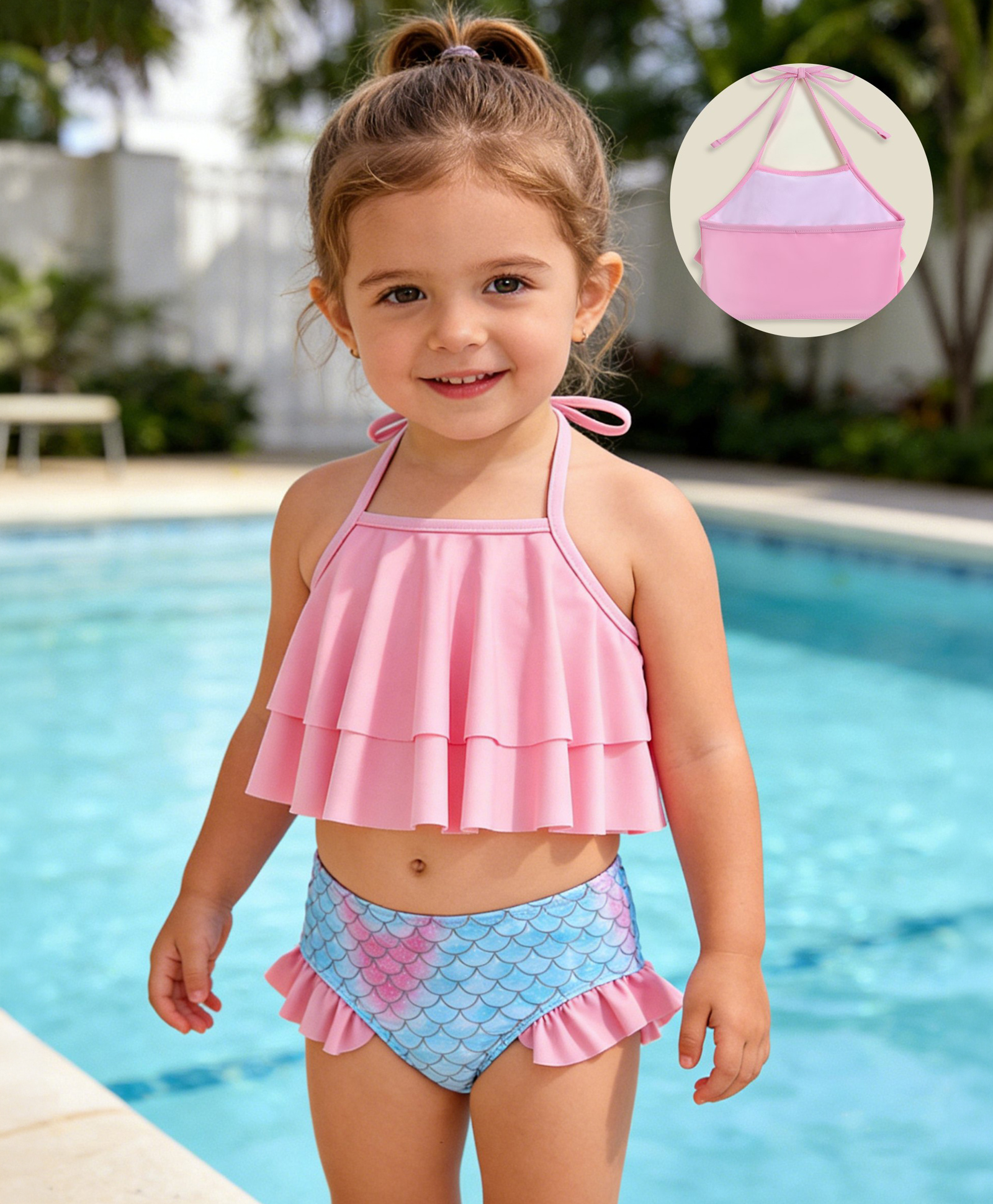 Mark & Mia Sleeveless Top & Scales Printed Panty Swimsuit Set - Pink-image-2