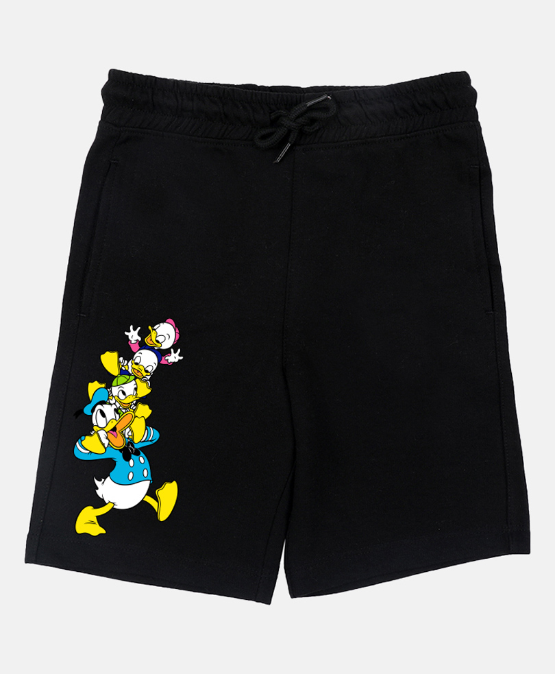 Wear Your Mind Cotton Knit Disney Mickey & Friends Featuring Characters Printed Shorts - Black-picture-37