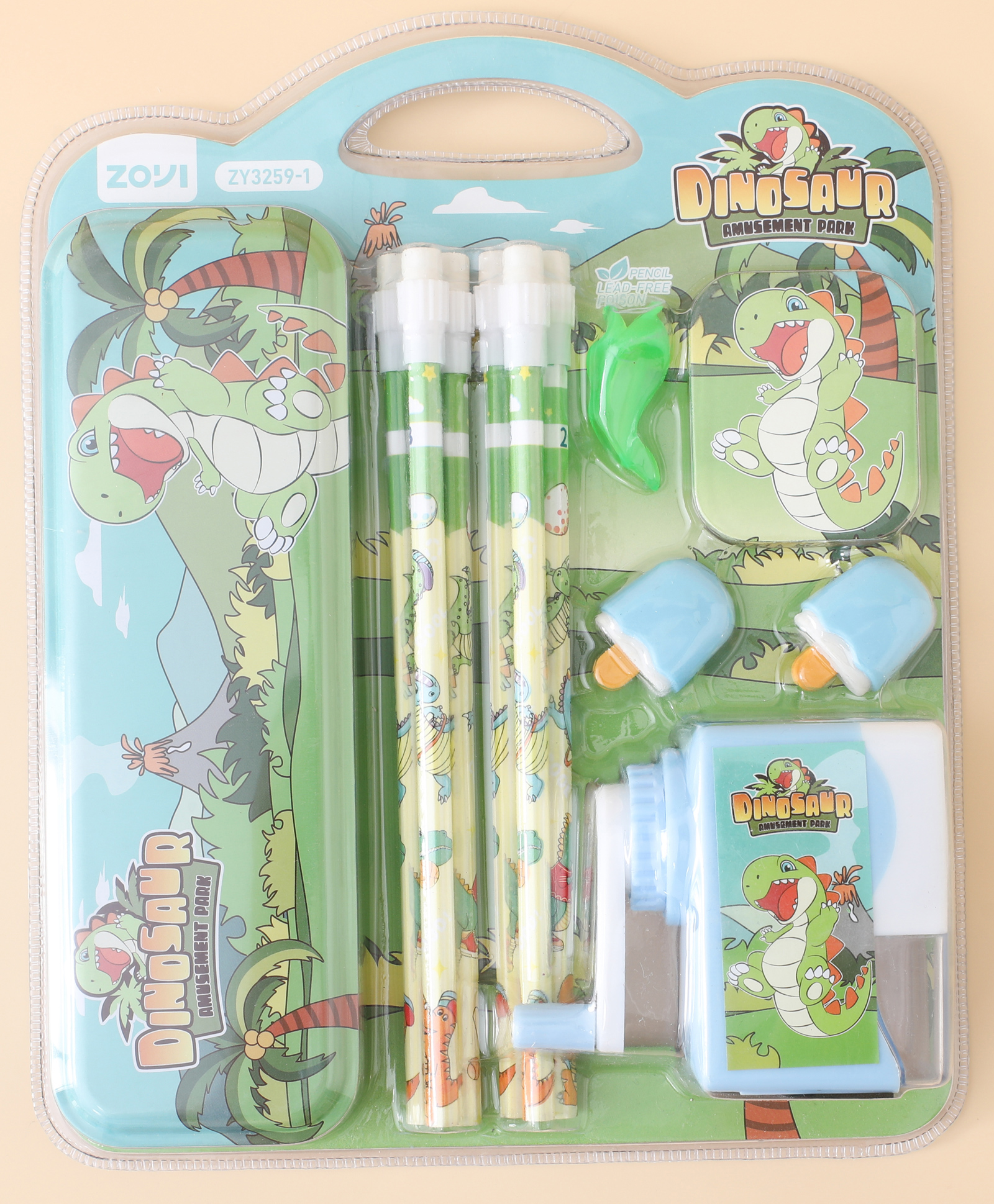 fab n funky Stationery Set for Kids - Green| Pencil Box, 6 Pencils, 2 Erasers, Sharpener & Pencil Grip| School Supplies Writing Set-picture-18