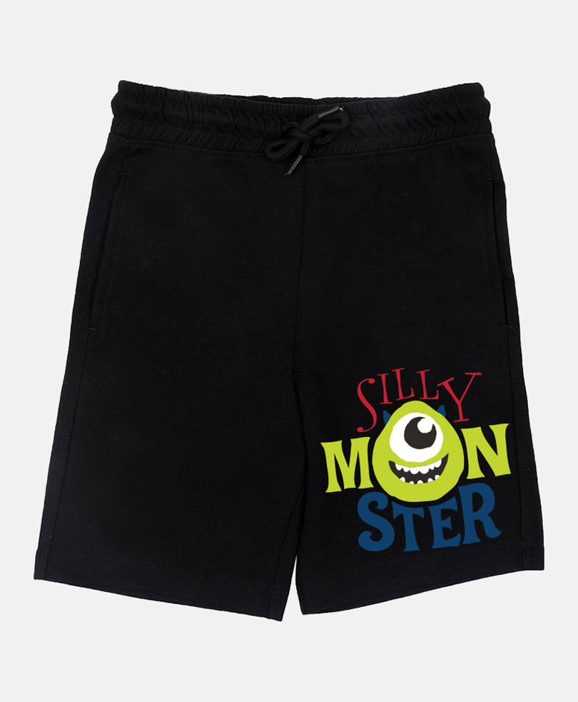 Wear Your Mind Cotton Disney Monsters Inc. Featuring Mike Wazowzki Printed Shorts - Black-picture-39