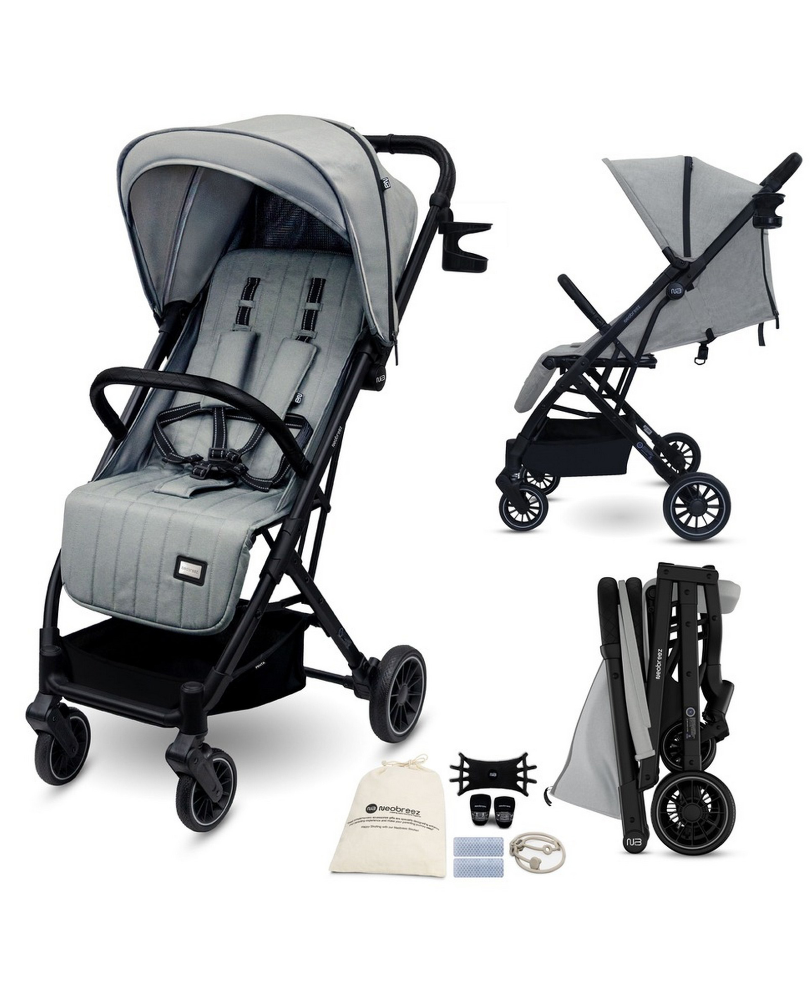 Neobreeze Penta Travel Stroller - Grey-image-3