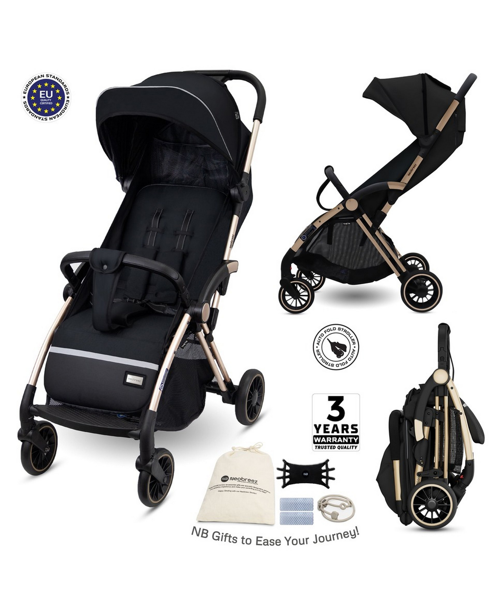 Neobreeze Theta Auto Fold Stroller - Black-image-25