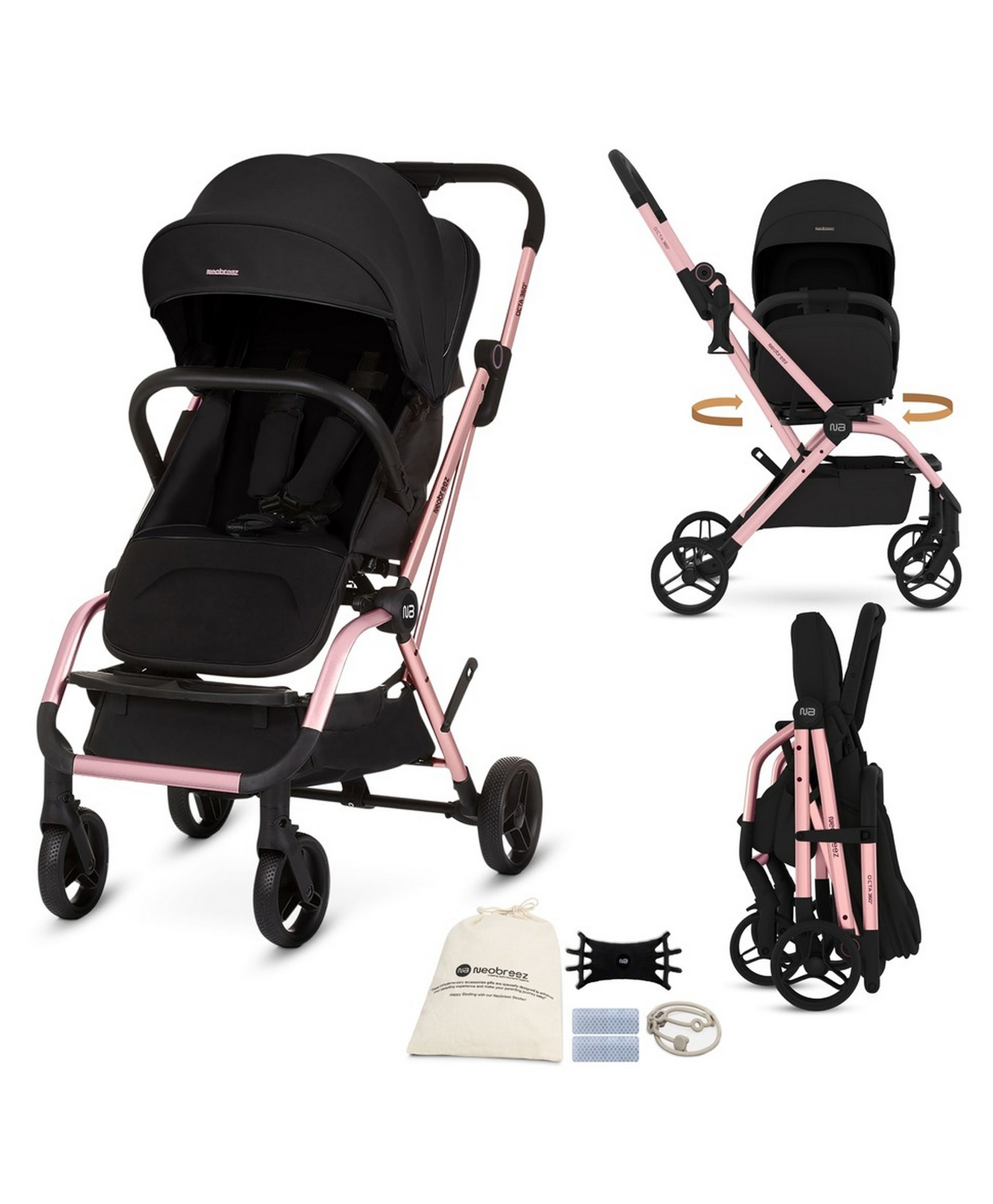 Neobreeze Octa 360 360 Rotate Stroller Black-image-26