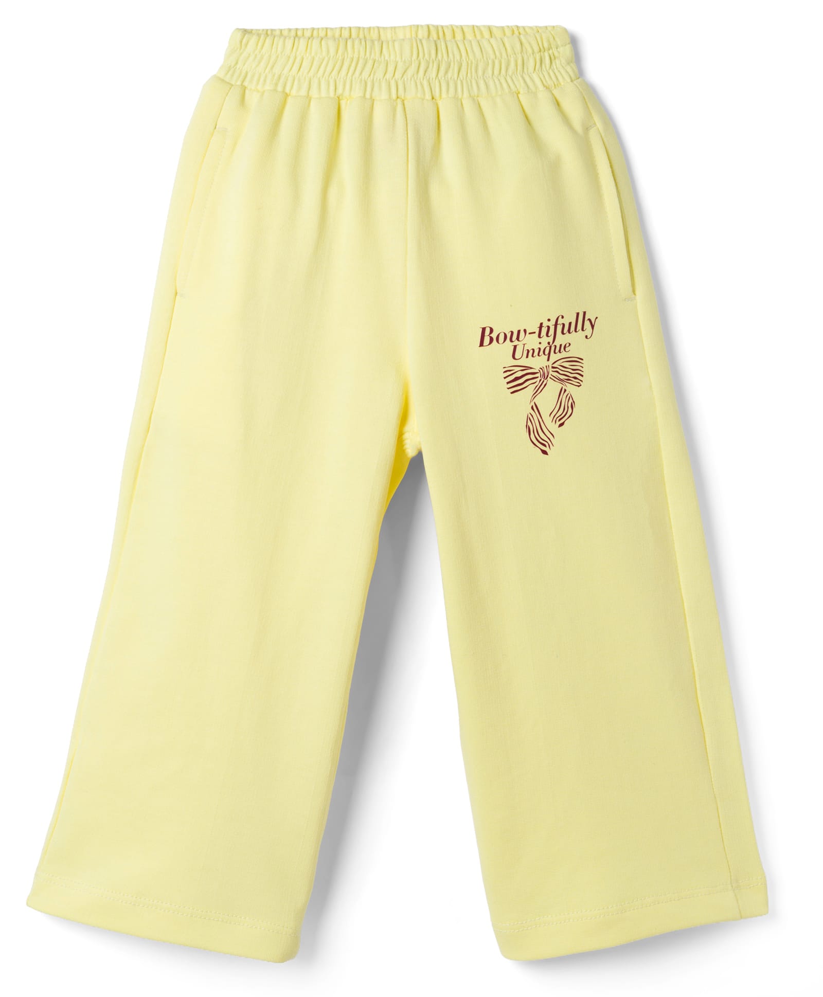 kookie kids india Kookie Kids Terry Knit Full Length Lounge Pant with Text Print & Pockets - Yellow-picture-25