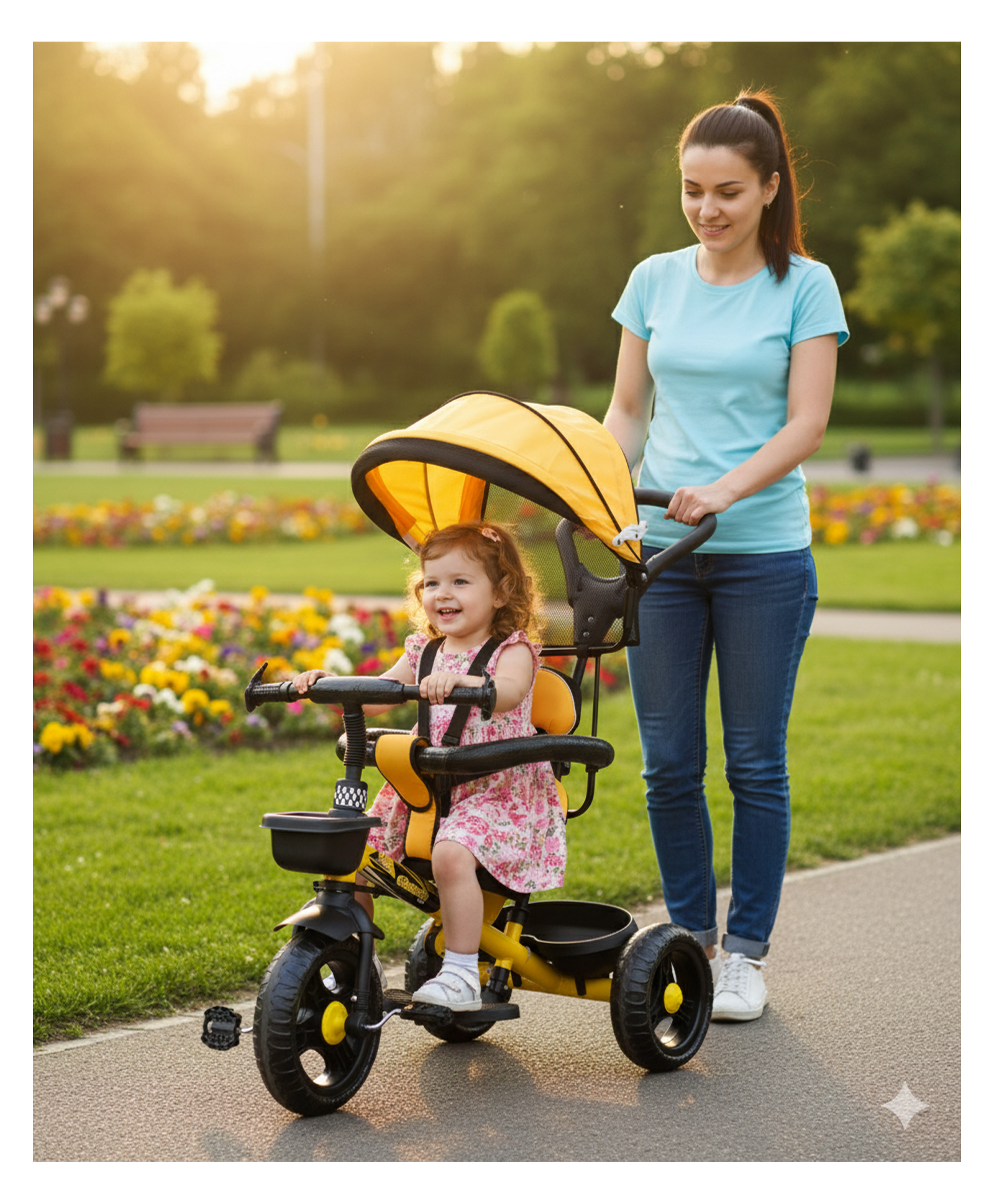 JoyRide FunTrike- Apache Kids Tricycle with Canopy, Parental Control, Storage Baskets, Big Seat & Safety Guard | for Boys & Girls-image-30