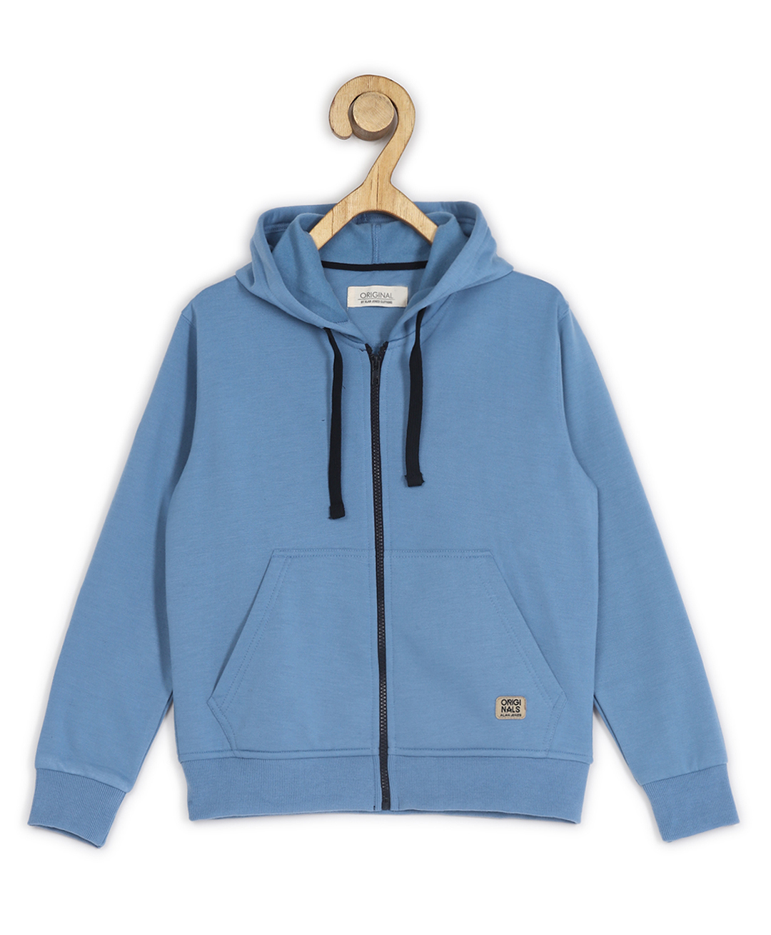 ALAN JONES Cotton Blend Knit Full Sleeves Solid Light Winter Hooded Sweatjacket - Malibu Blue-picture-31
