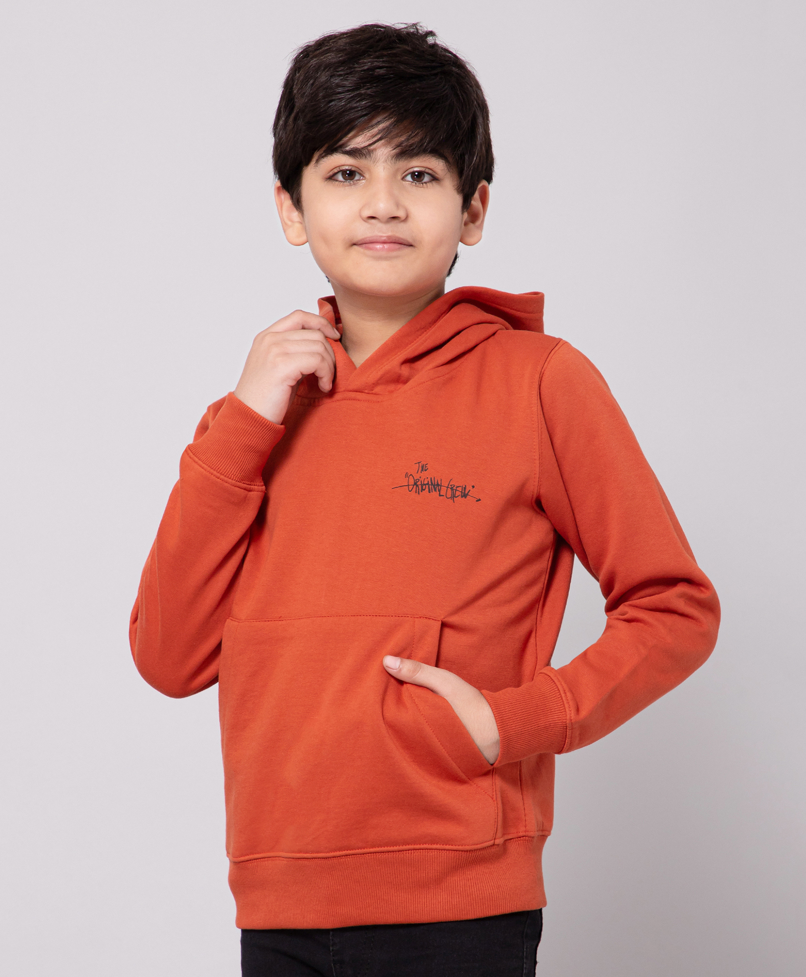 ALAN JONES Cotton Knit Full Sleeves The Original Crew Text Printed Hooded Light Winter Sweatshirt - Red-image-37