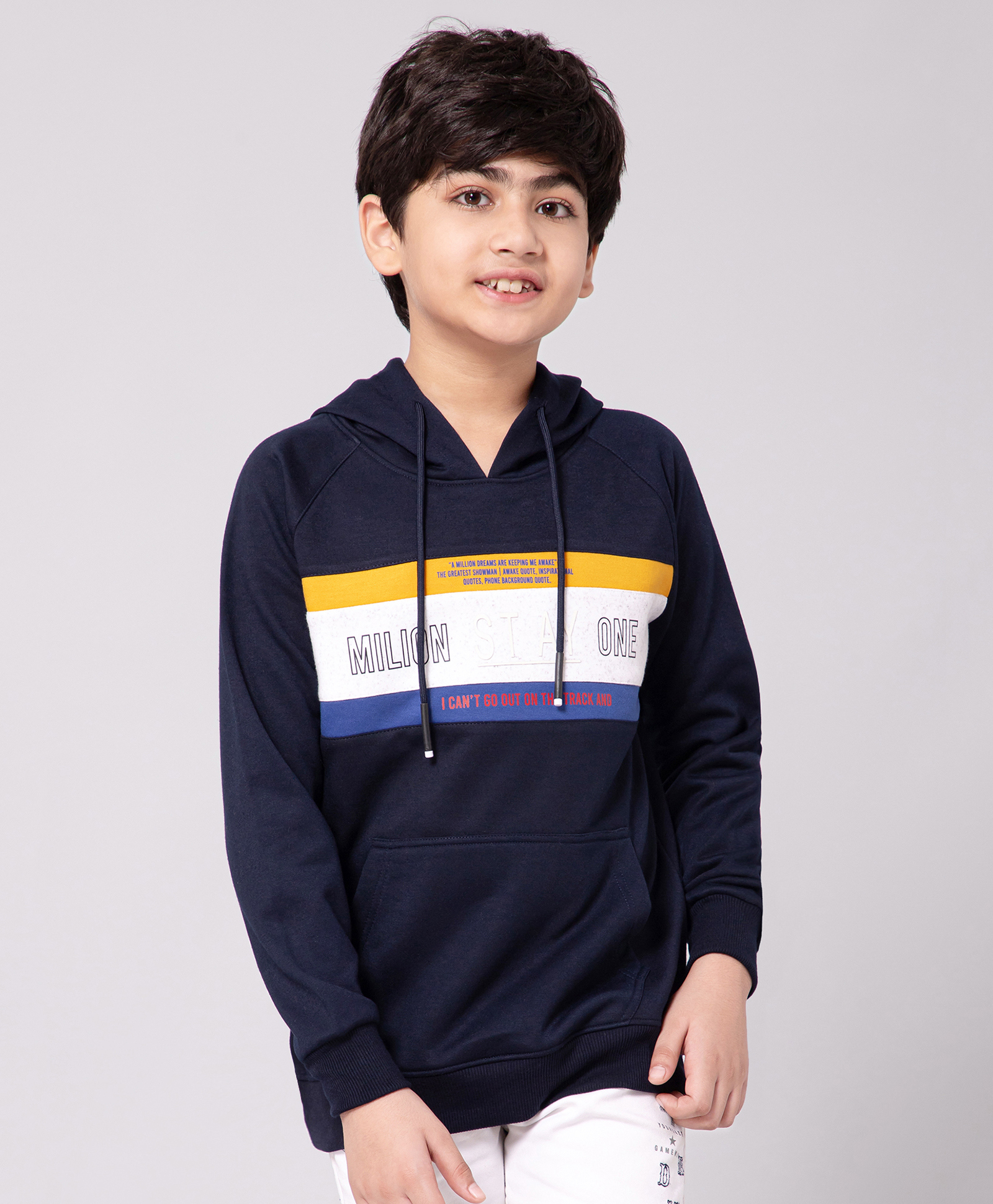 ALAN JONES Cotton Knit Full Sleeves Colour Blocked Typography Text Printed Light Winter Sweatshirt - Navy Blue-image-30